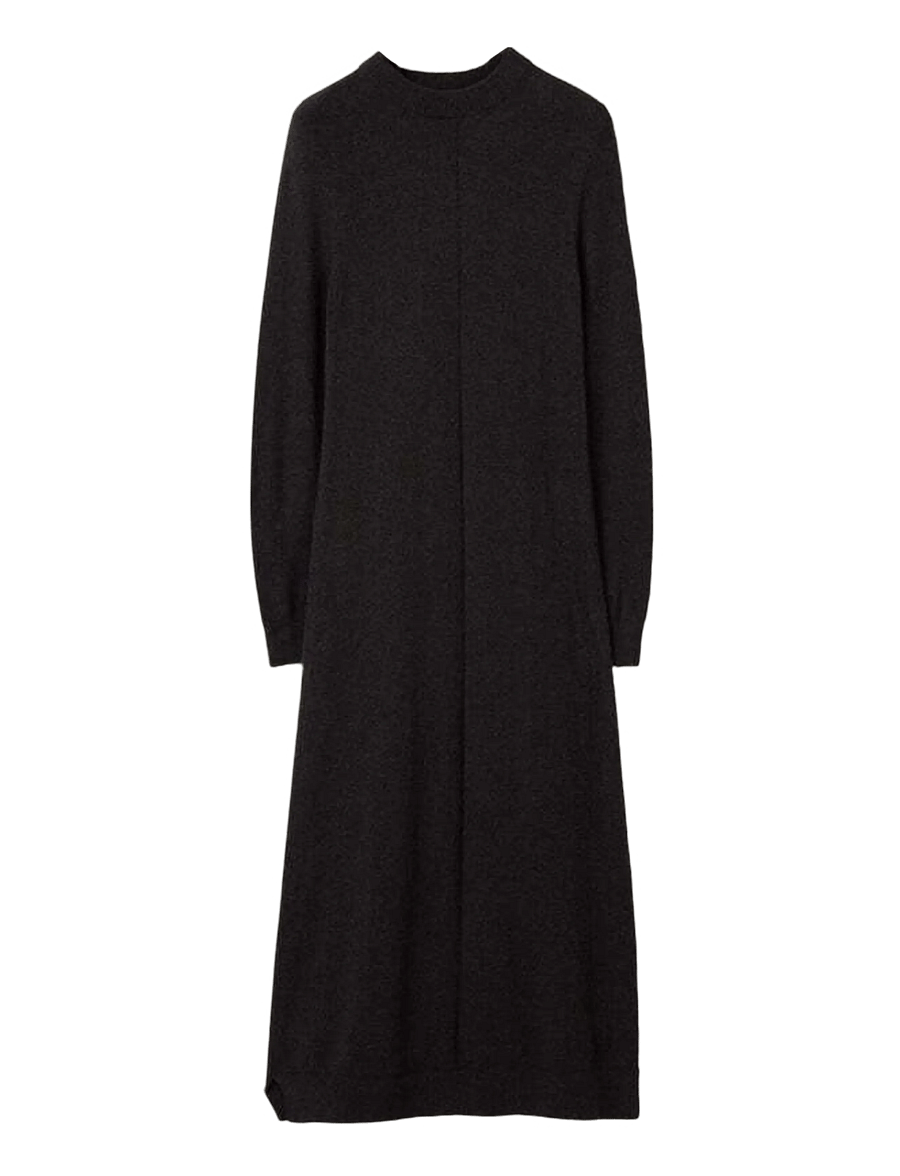 Lexington Clothing - Straight Fit Midi Knitted Dress - knitted dresses - dark brown melange - 1