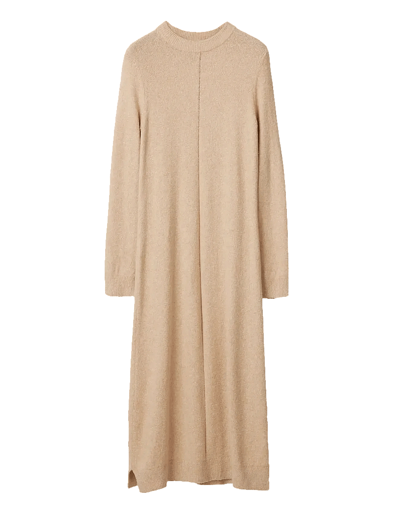 Lexington Clothing - Straight Fit Midi Knitted Dress - stickade klänningar - light beige melange - 1