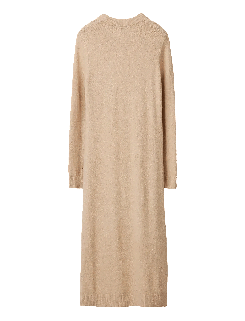 Lexington Clothing - Straight Fit Midi Knitted Dress - stickade klänningar - light beige melange - 2