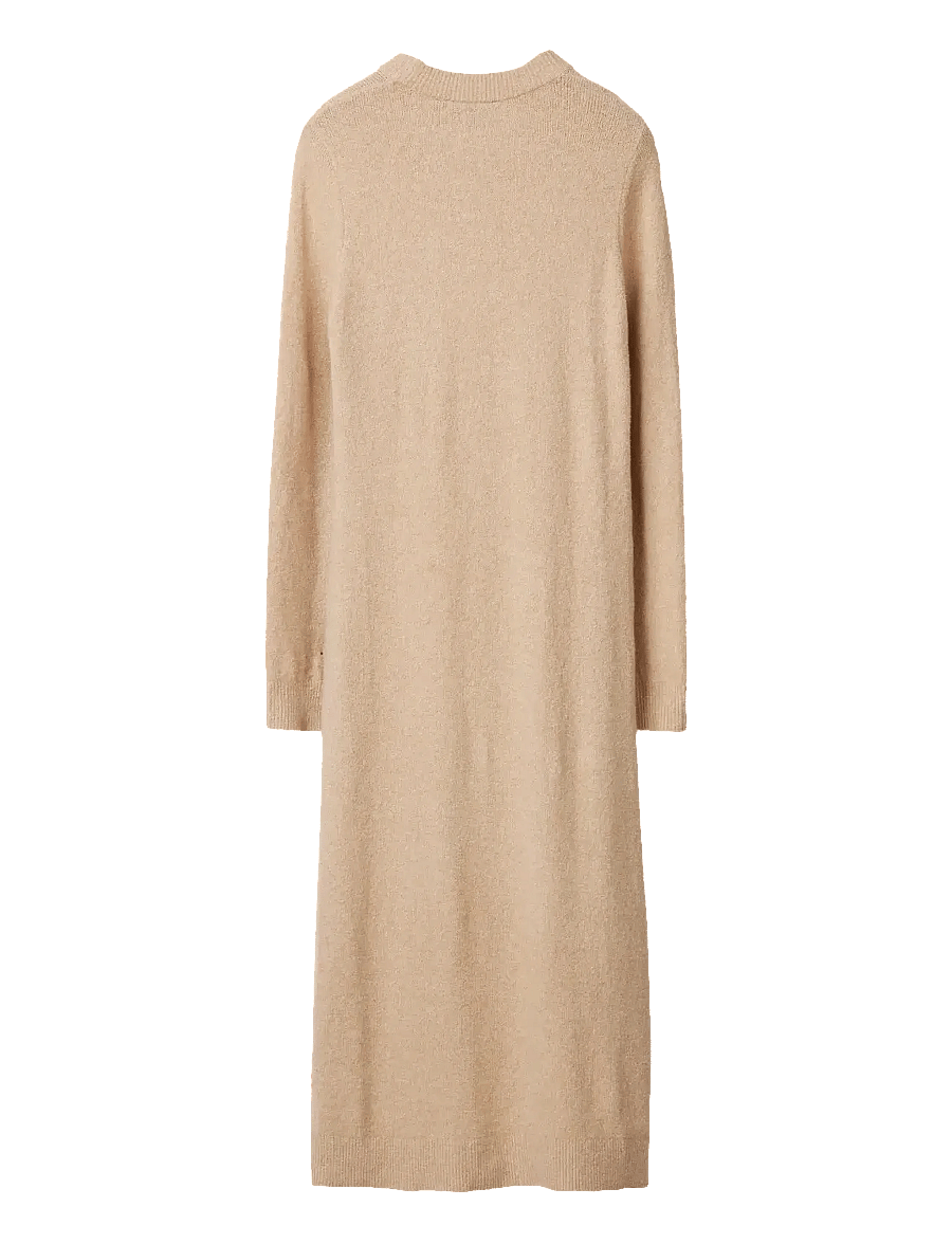 Lexington Clothing - Straight Fit Midi Knitted Dress - knitted dresses - light beige melange - 2