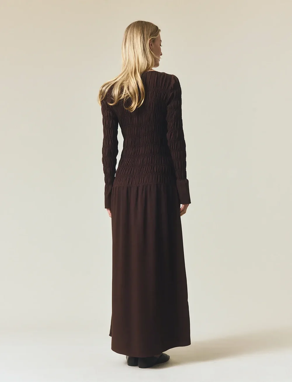 Lexington Clothing - Smock Detail Maxi Dress - aftenkjoler - dark brown - 2