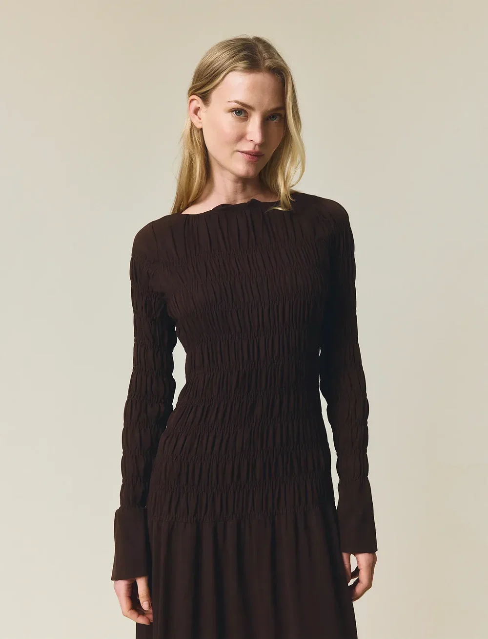 Lexington Clothing - Smock Detail Maxi Dress - aftenkjoler - dark brown - 3