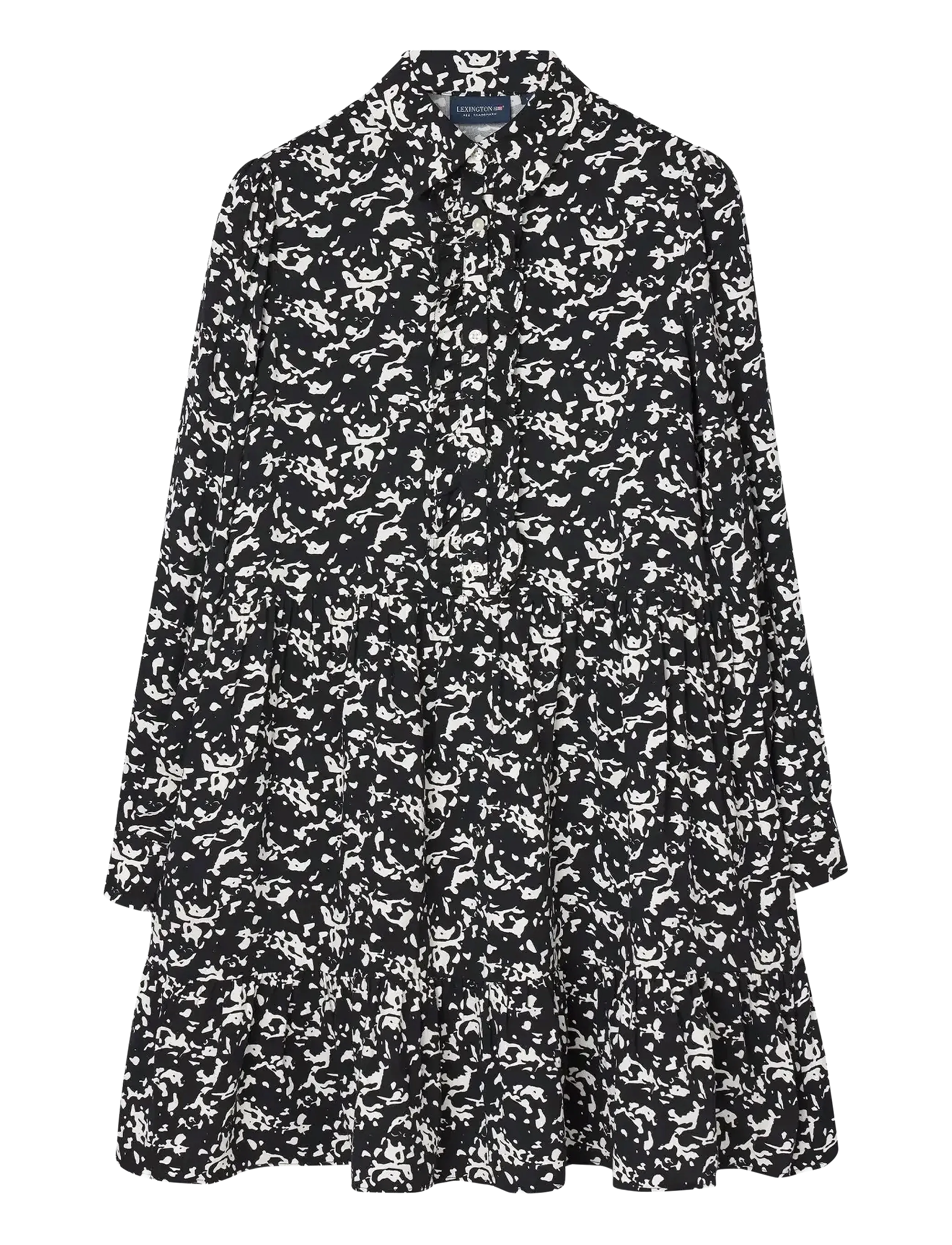 Lexington Clothing Printed Frill Tunic Dress - Lexington Clothing - BLACK/WHITE PRINT / black