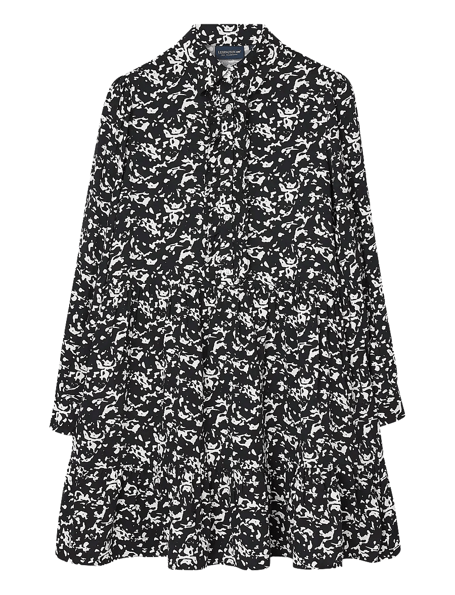 Lexington Clothing - Printed Frill Tunic Dress - overhemdjurken - black/white print - 1