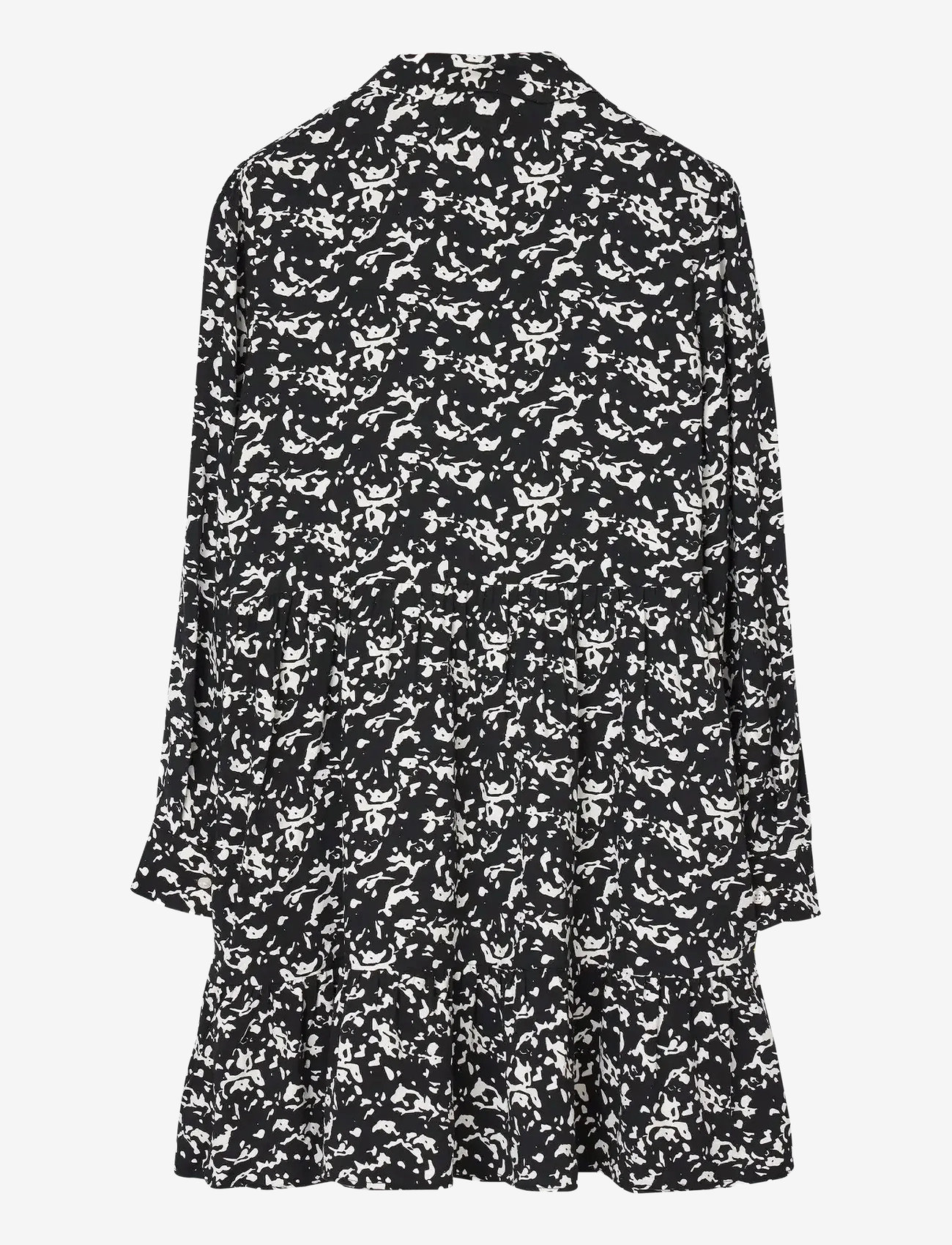 Lexington Clothing - Printed Frill Tunic Dress - skjortklänningar - black/white print - 2
