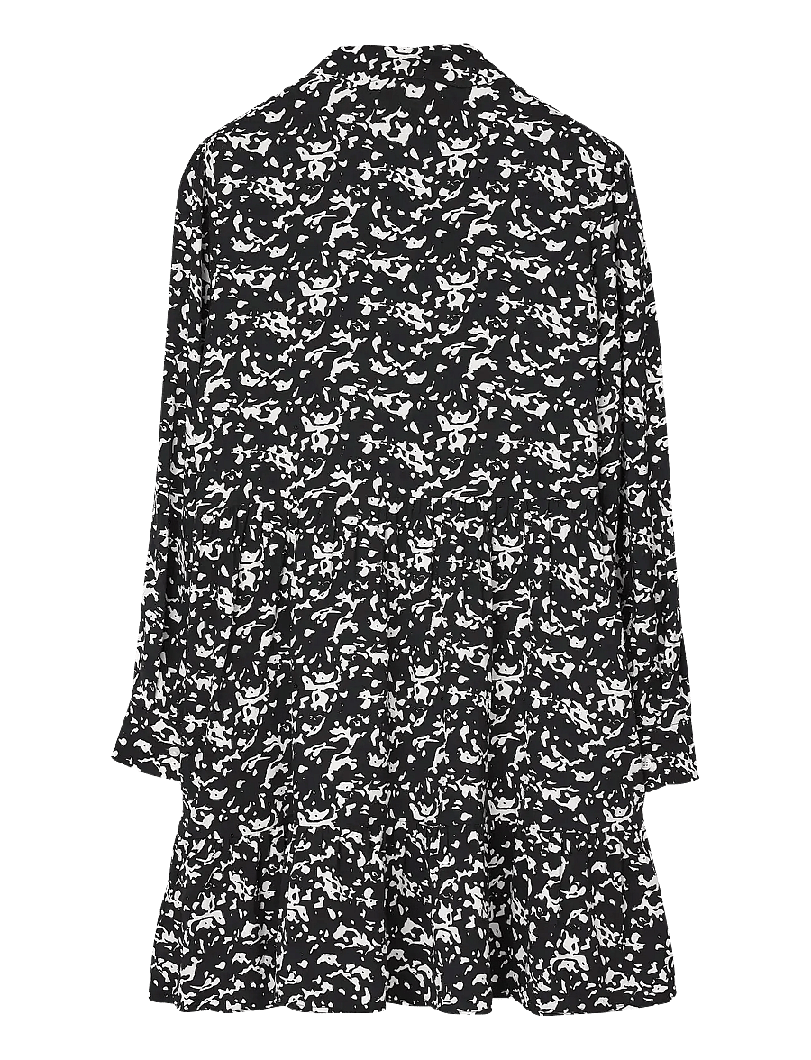 Lexington Clothing - Printed Frill Tunic Dress - overhemdjurken - black/white print - 2