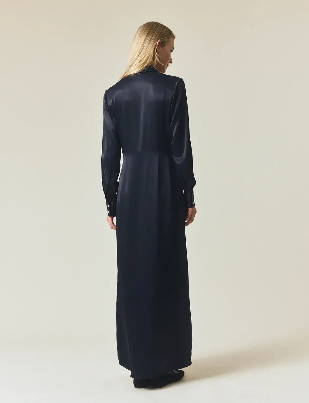 Lexington Clothing - Maxi Satin Shirt Dress - hemdkleider - navy - 2