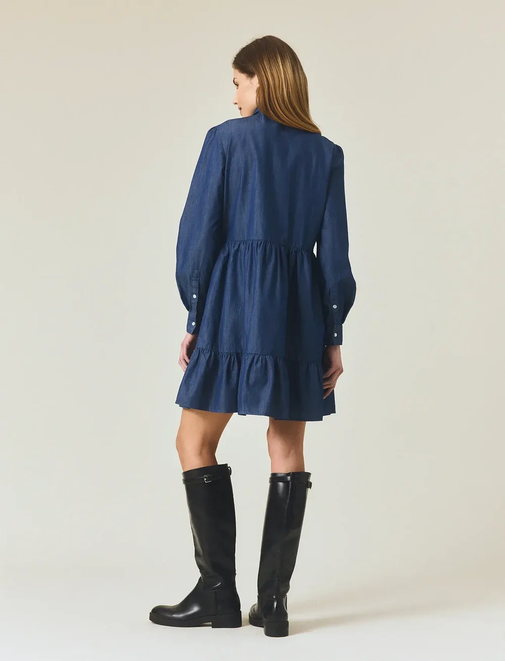 Lexington Clothing - Denim Frill Tunic Dress - kreklkleitas - medium blue denim - 2