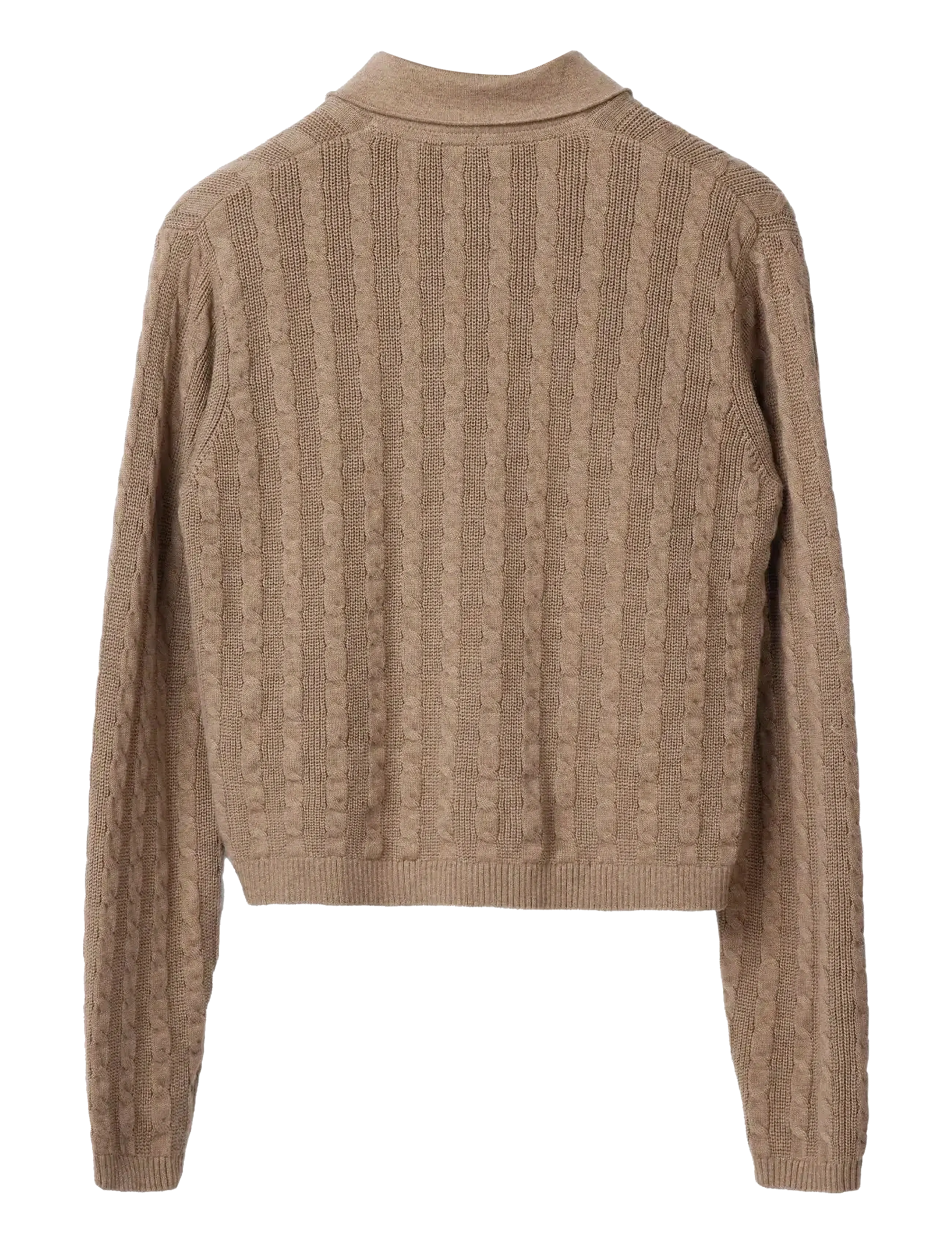 Lexington Clothing - Classic Fit Cable Knitted Polo Cardigan - gilets - beige melange - 2