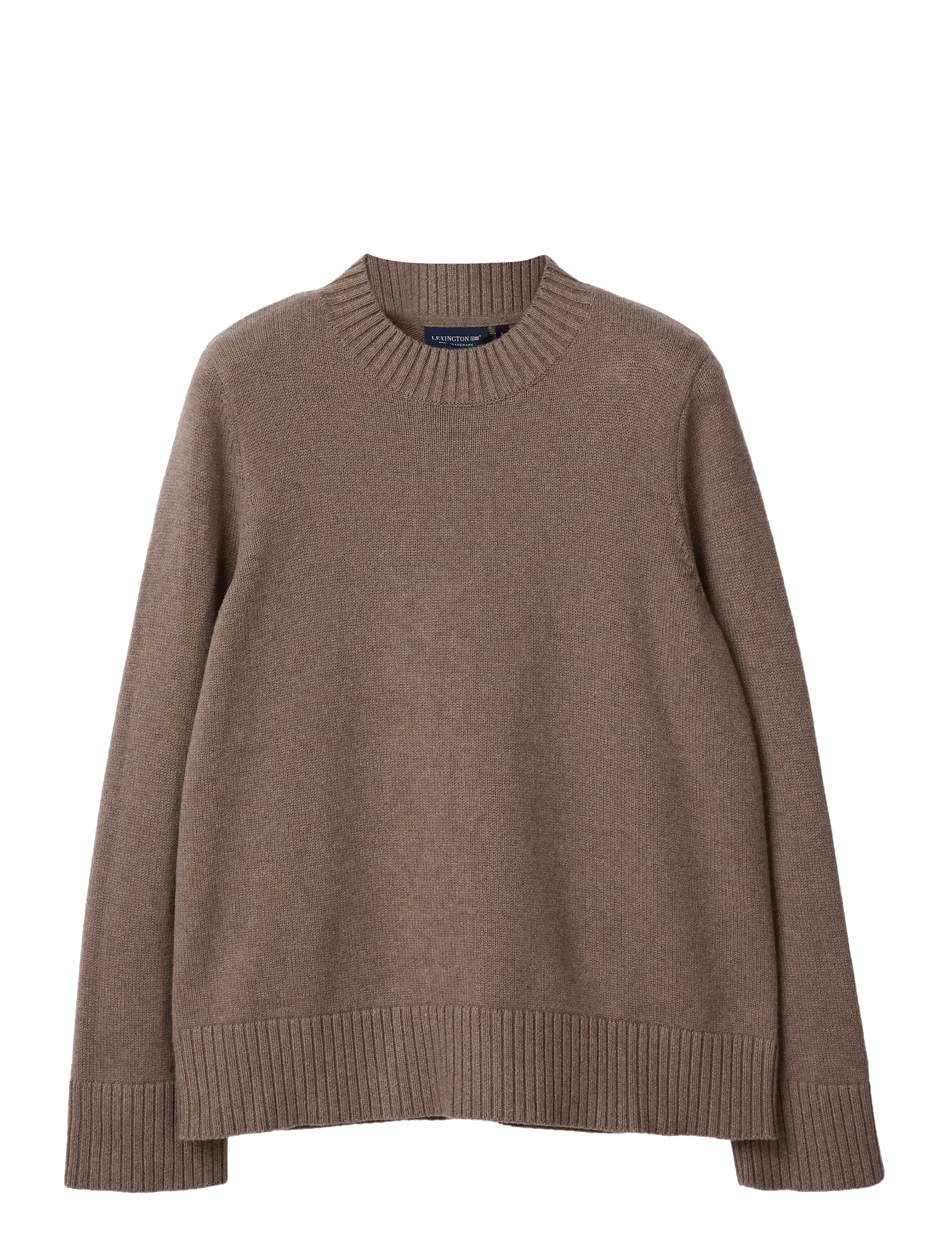 Lexington Clothing - Cashmere Blend Shoulder Padded Knitted Sweater - brown melange - 1