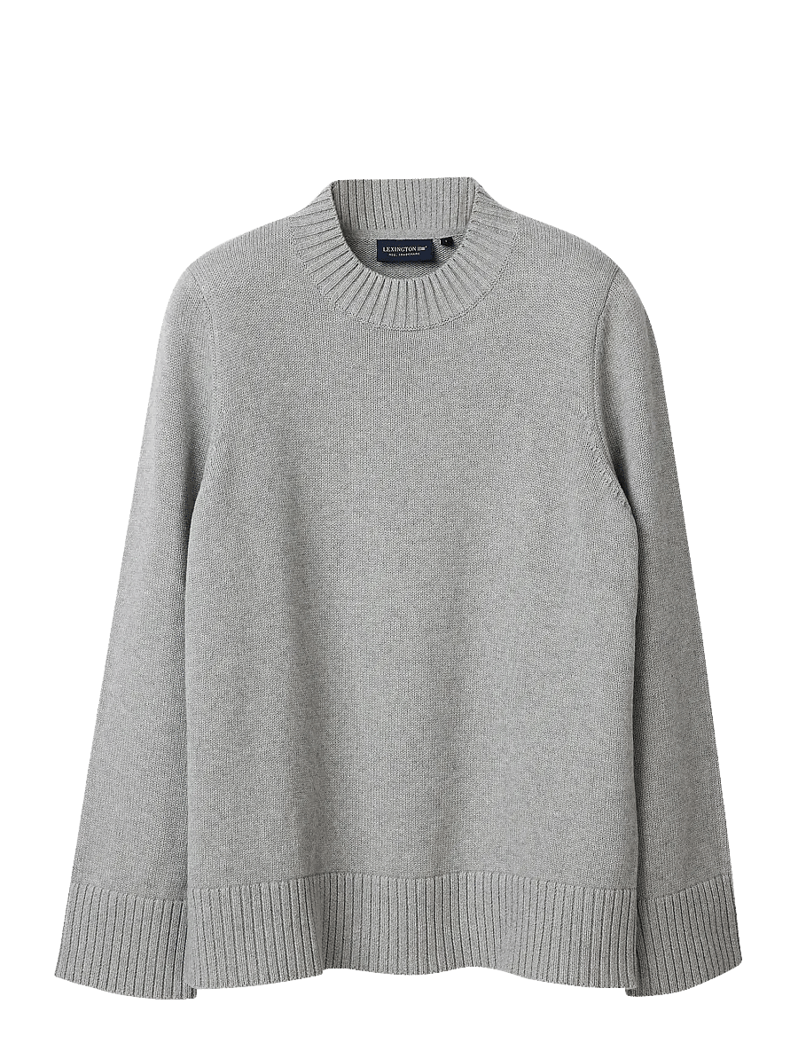 Lexington Clothing - Cashmere Blend Shoulder Padded Knitted Sweater - gray melange - 1