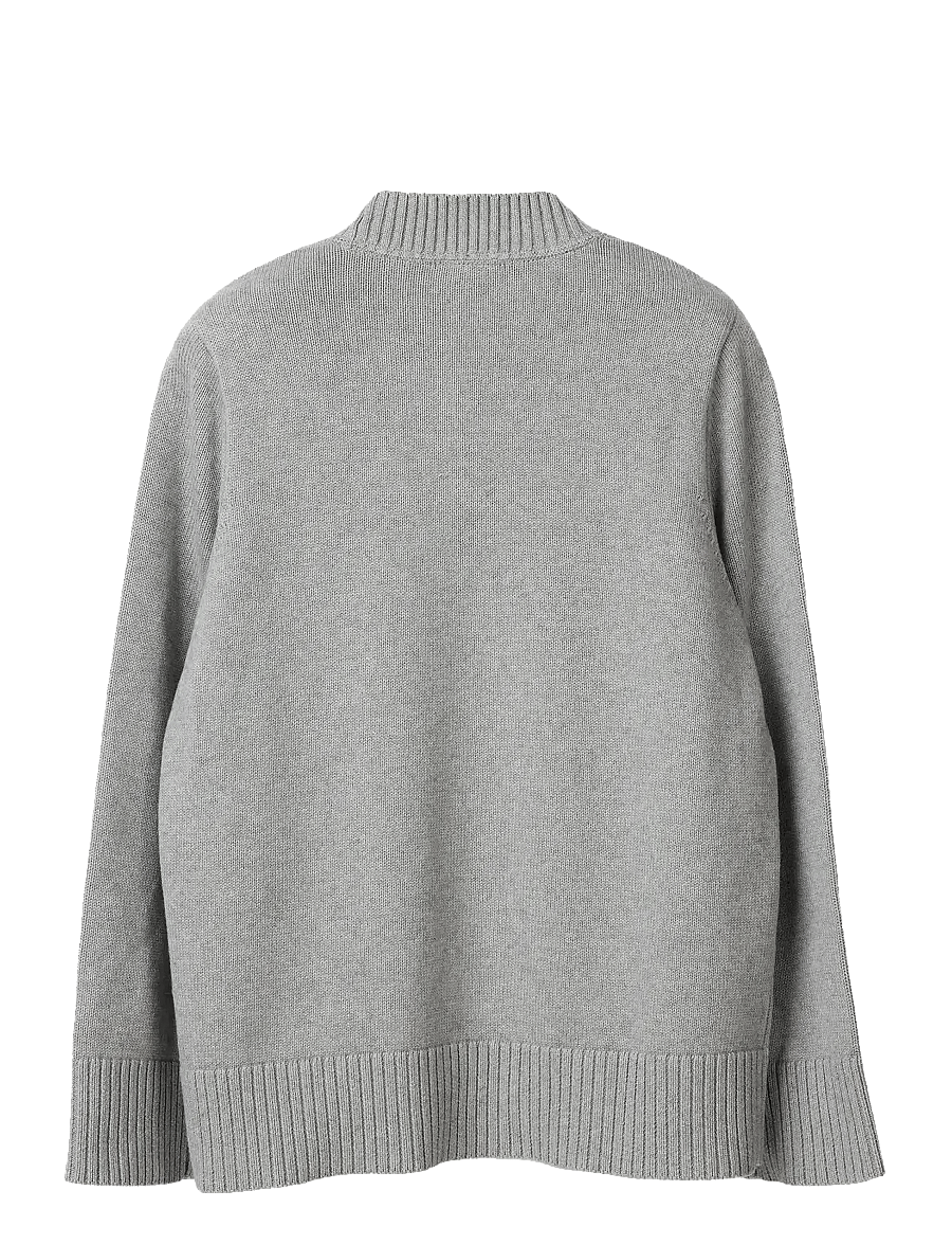 Lexington Clothing - Cashmere Blend Shoulder Padded Knitted Sweater - gray melange - 2