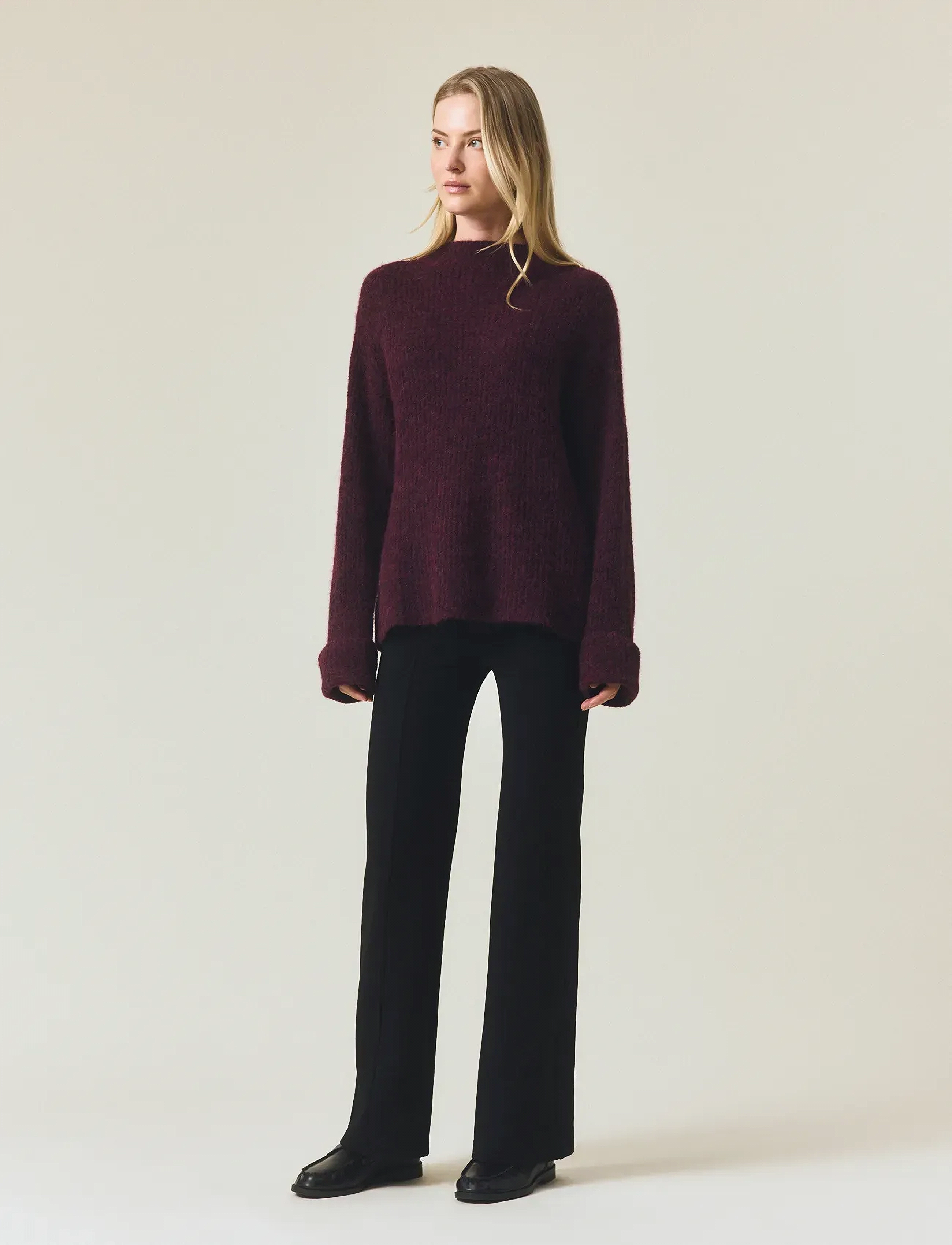 Alpaca Blend Mock Neck Sweater
