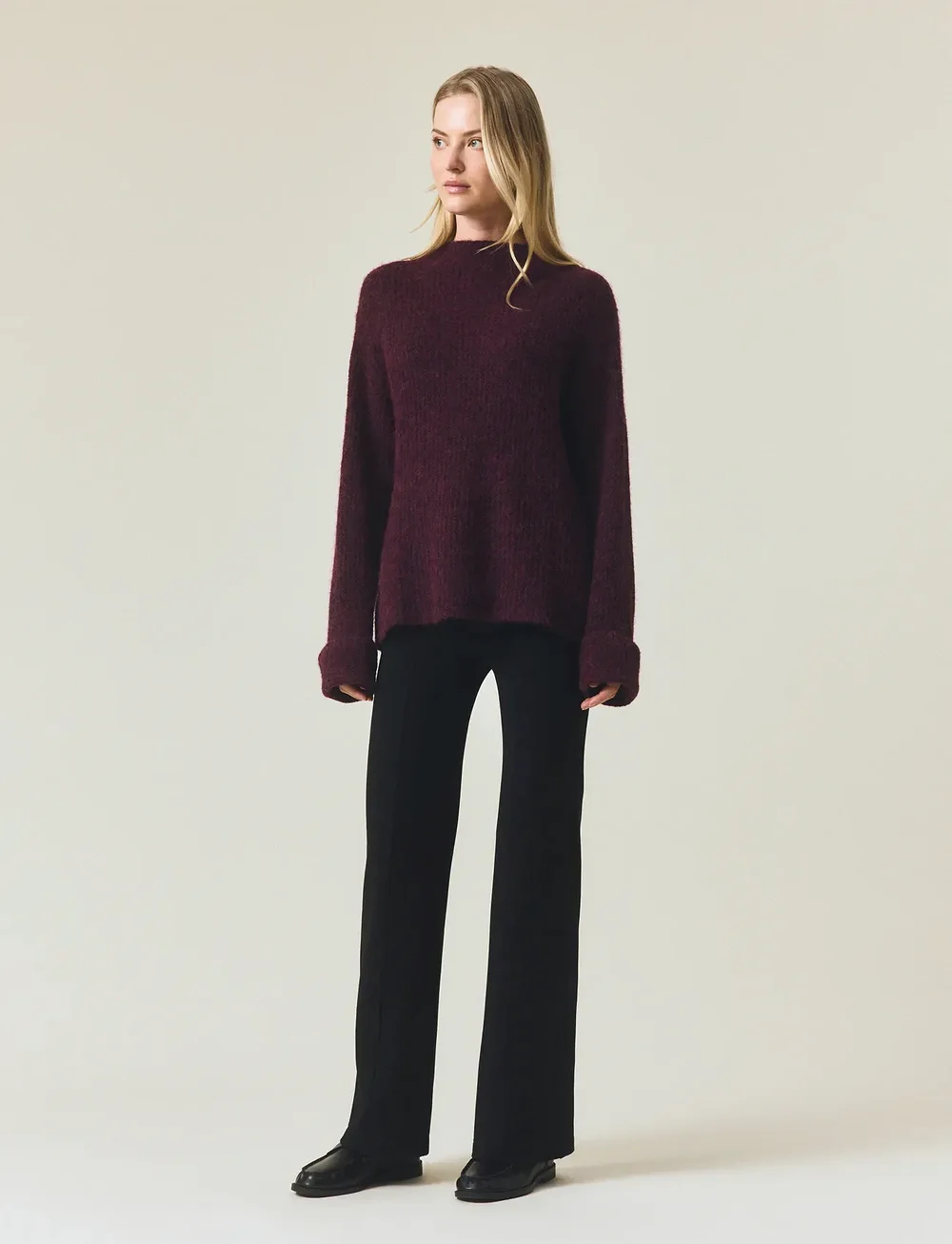 Lexington Clothing - Alpaca Blend Mock Neck Sweater - striktrøjer - burgundy - 0