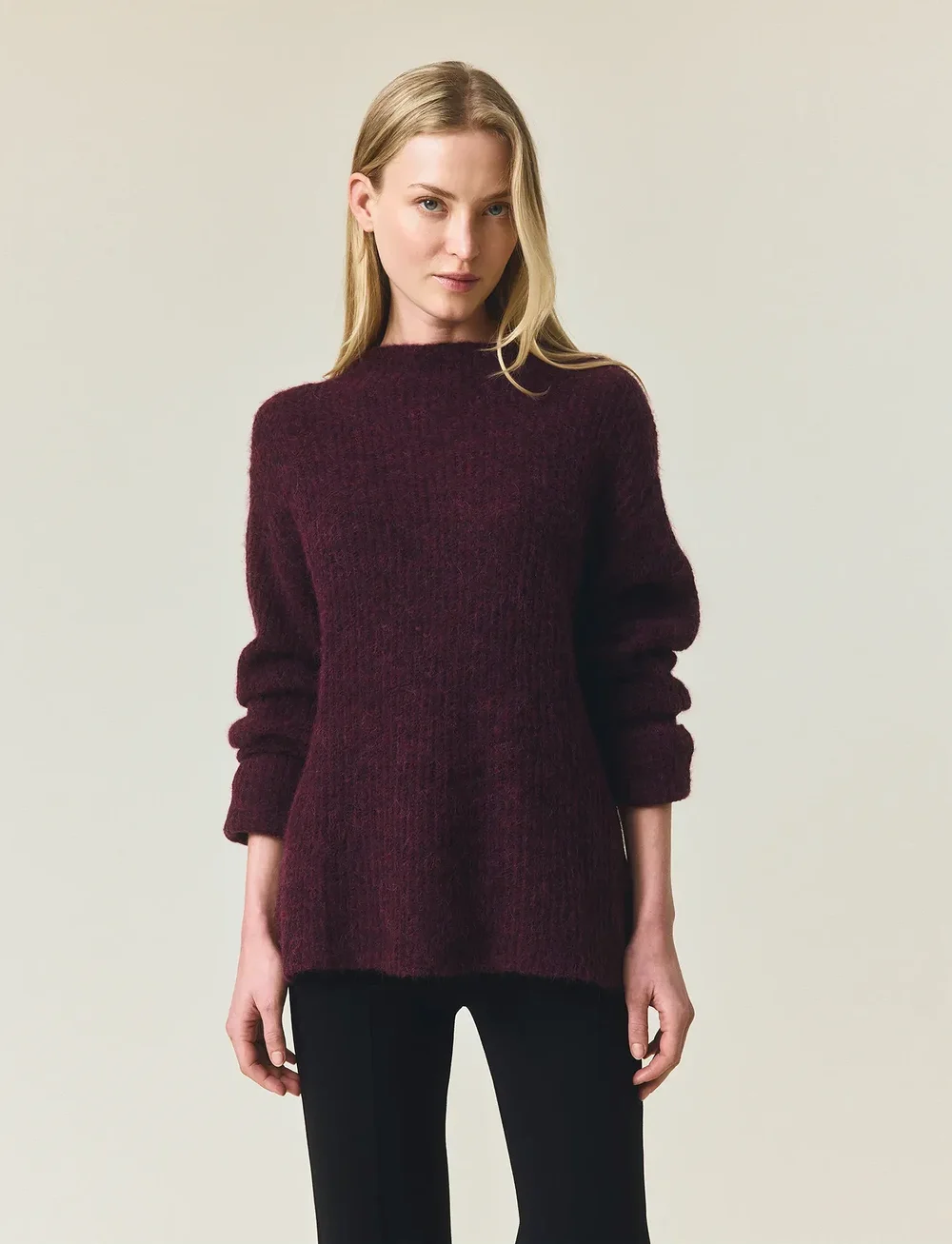 Lexington Clothing - Alpaca Blend Mock Neck Sweater - striktrøjer - burgundy - 4