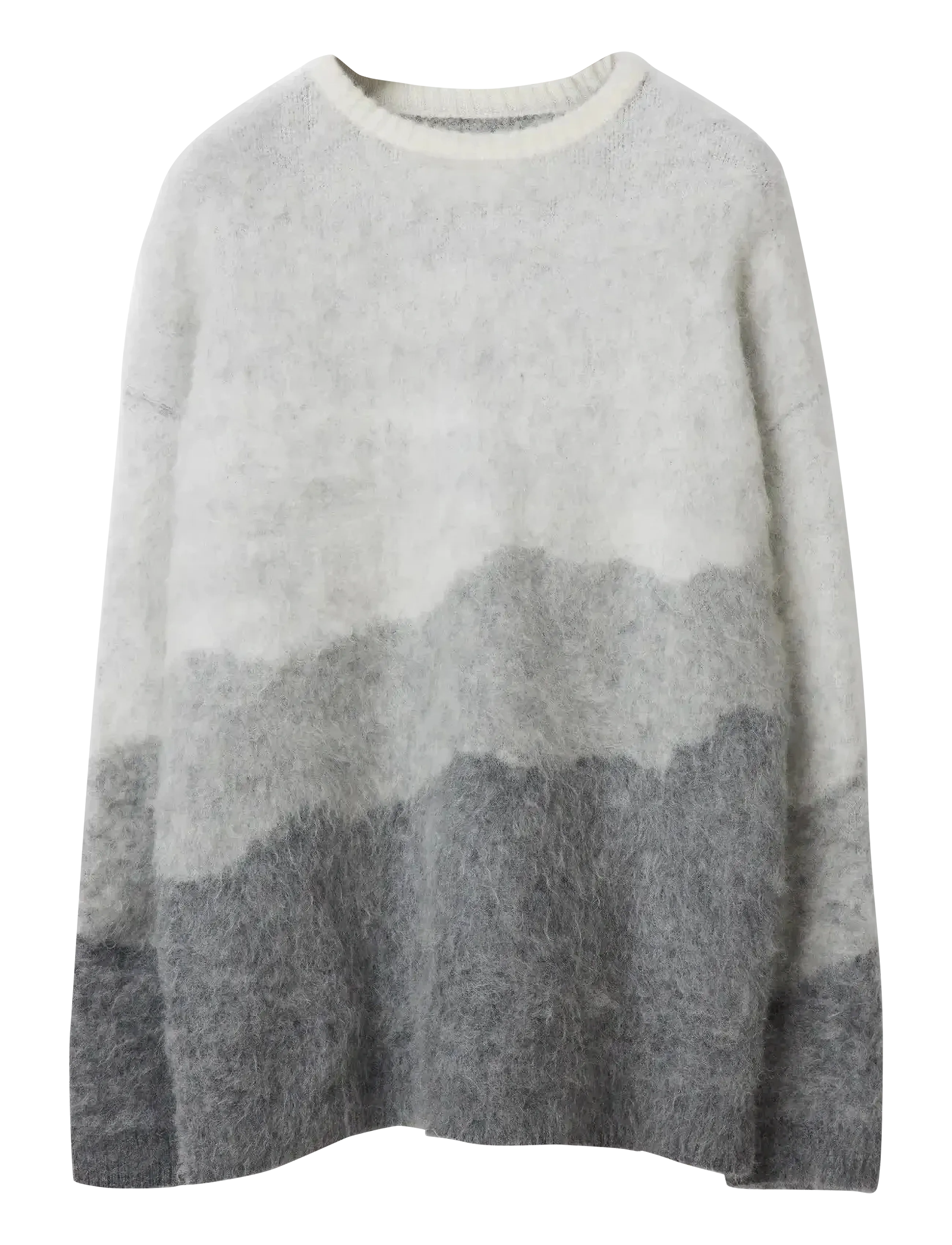 Lexington Clothing Brushed Mohair Blend Gradient Sweater - Transitional Layering - OFF WHITE/GREY MULTI / grey