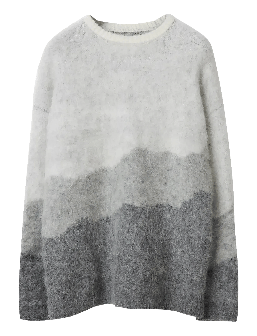Lexington Clothing - Brushed Mohair Blend Gradient Sweater - striktrøjer - off white/grey multi - 1