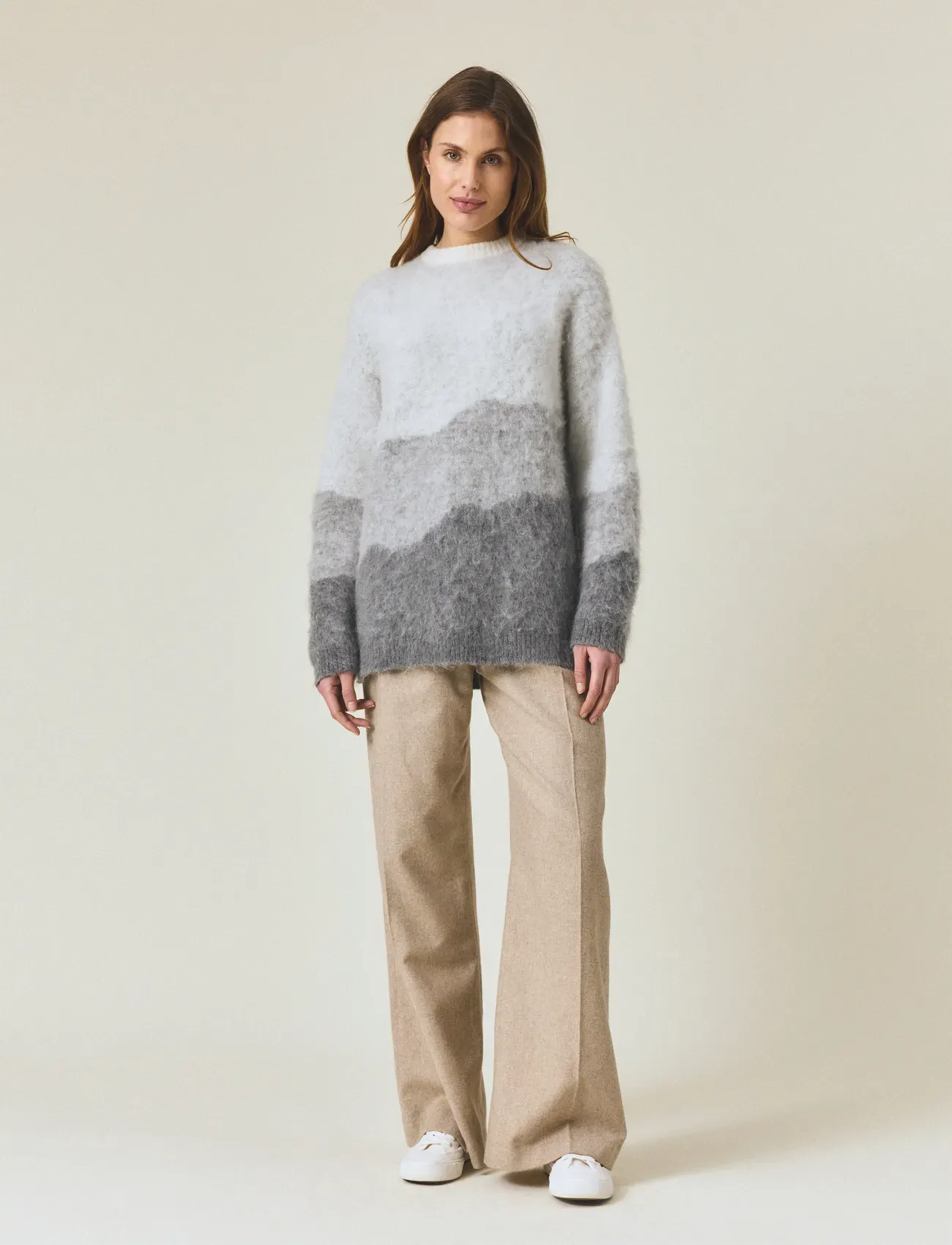 Lexington Clothing Brushed Mohair Blend Gradient Sweater, S, Knitwear, Grau - Jumpers, Frauen