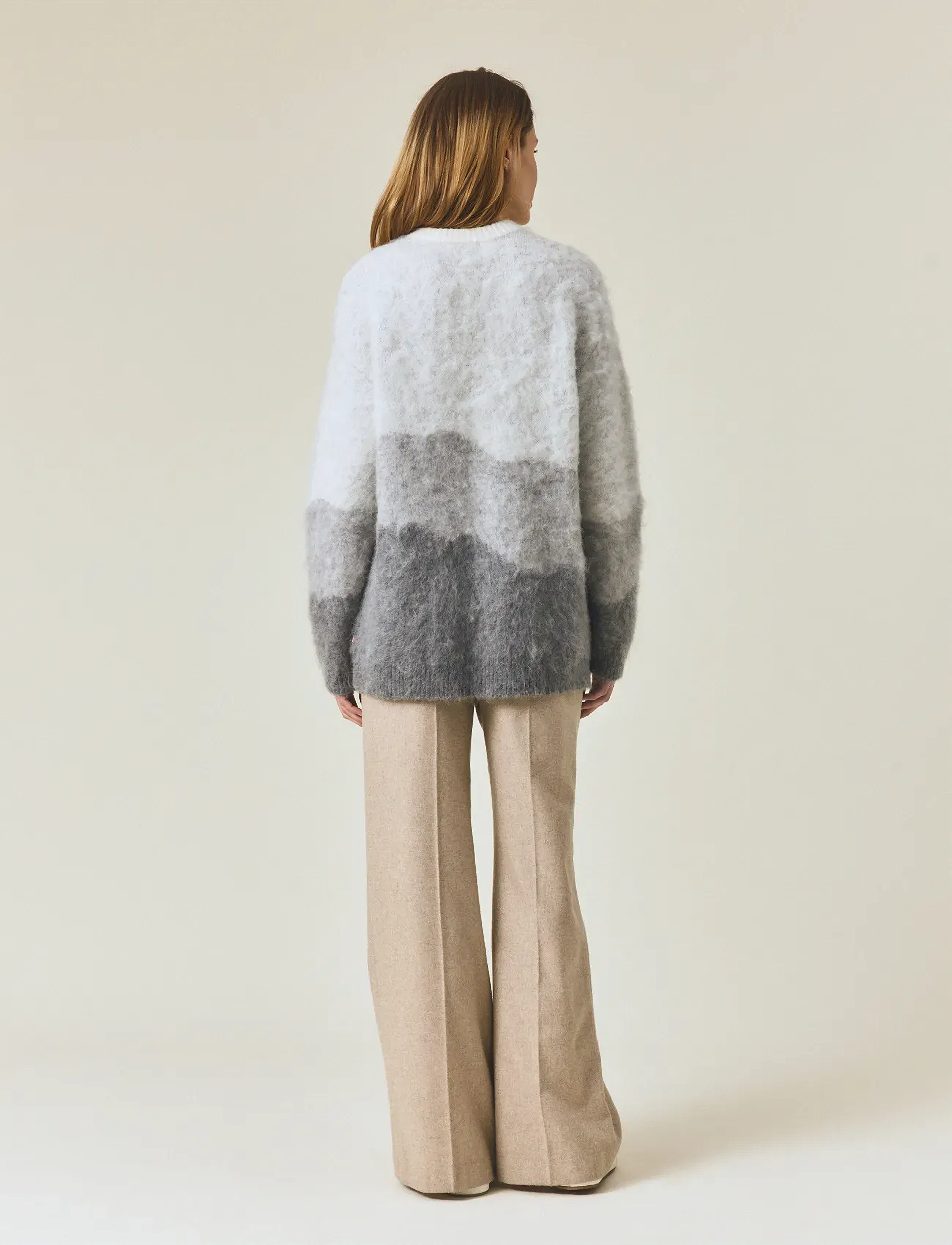 Lexington Clothing - Brushed Mohair Blend Gradient Sweater - striktrøjer - off white/grey multi - 3