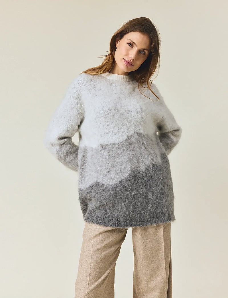 Lexington Clothing - Brushed Mohair Blend Gradient Sweater - pullover - off white/grey multi - 4