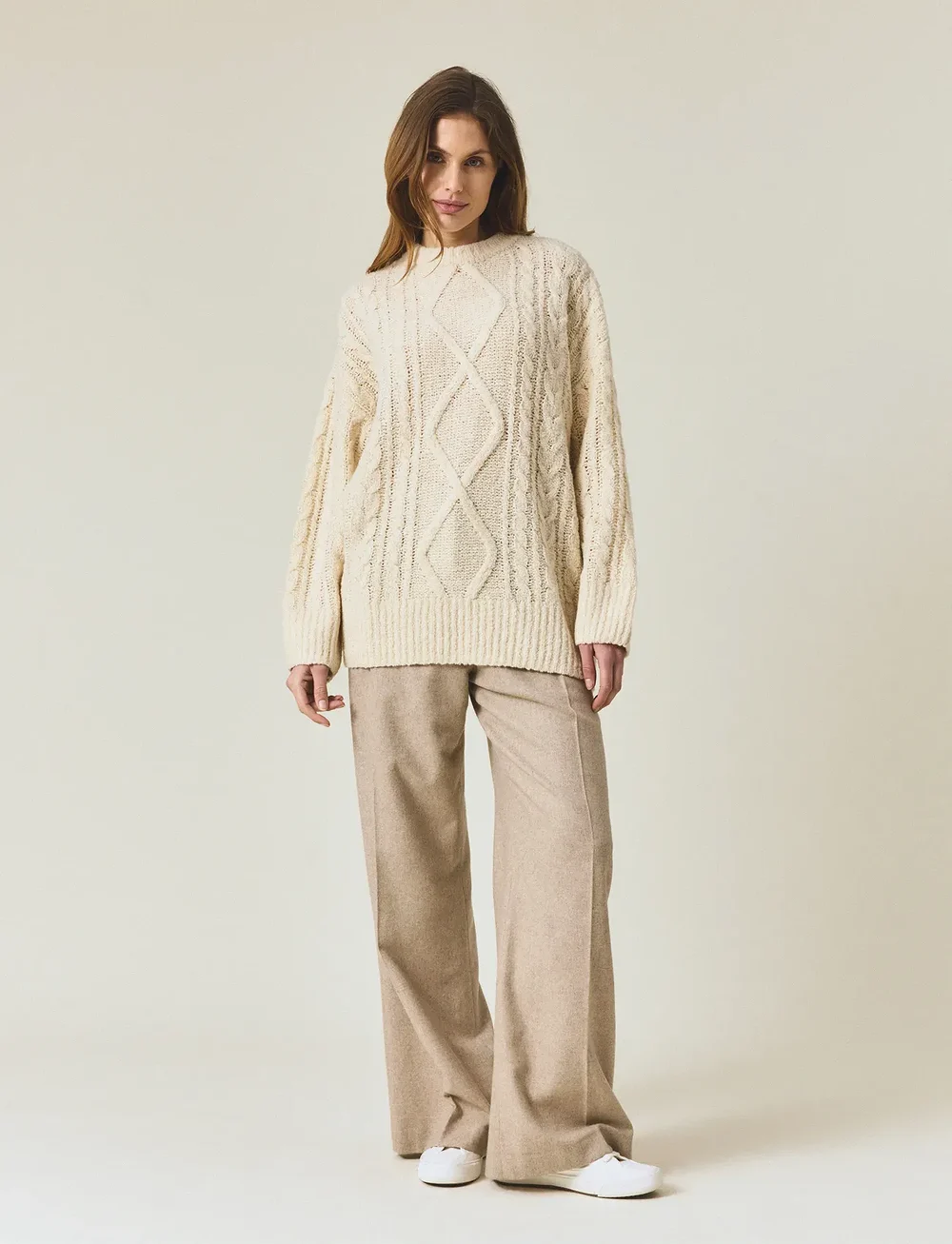 Lexington Clothing - Chunky Cable Knit Sweater - stickade tröjor - offwhite - 0