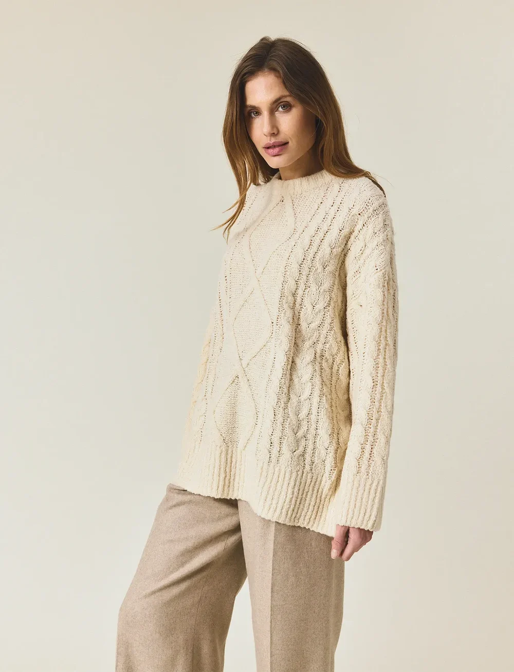 Lexington Clothing - Chunky Cable Knit Sweater - stickade tröjor - offwhite - 4