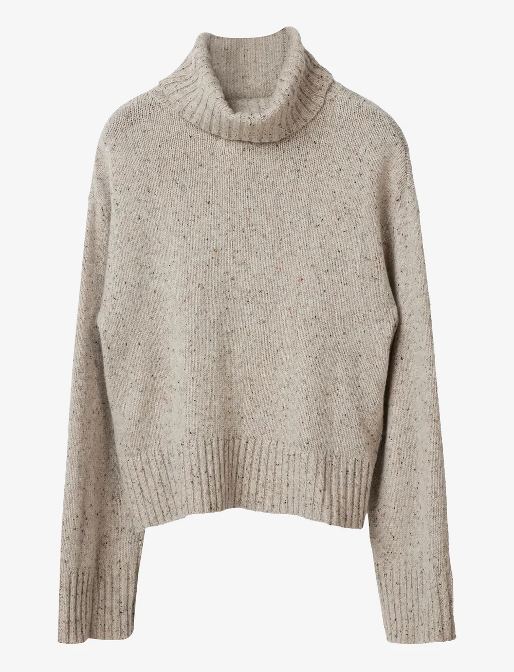 Lexington Clothing - Wool Blend Roll Neck Knitted Sweater - polotröjor - beige melange - 1