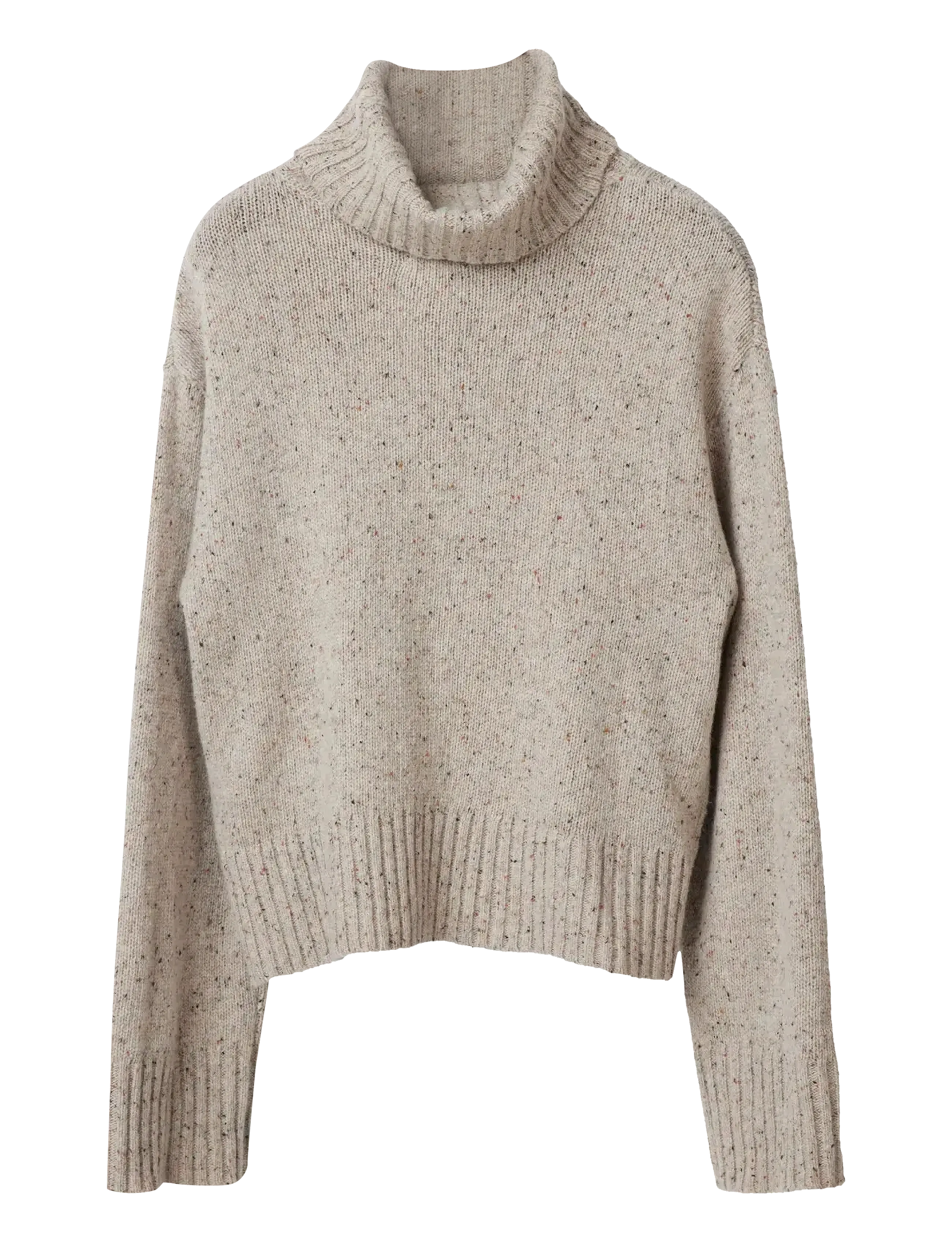 Lexington Clothing Wool Blend Roll Neck Knitted Sweater - Riided - BEIGE MELANGE / beige