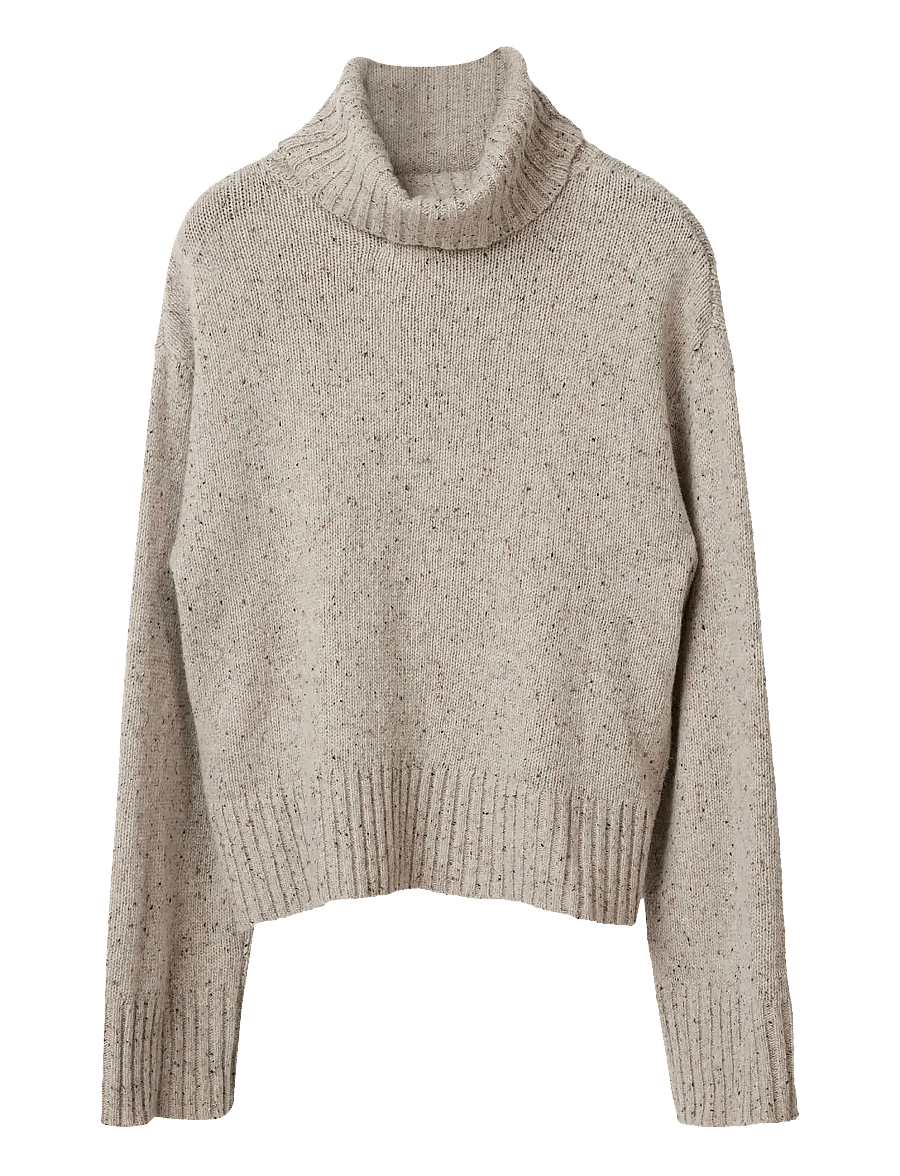 Lexington Clothing - Wool Blend Roll Neck Knitted Sweater - rollkragenpullover - beige melange - 1