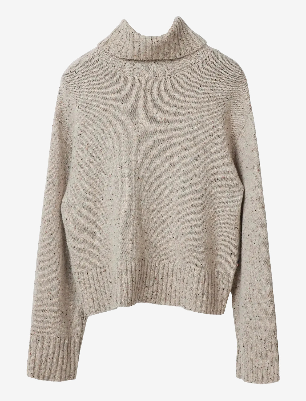 Lexington Clothing - Wool Blend Roll Neck Knitted Sweater - turtlenecks - beige melange - 2