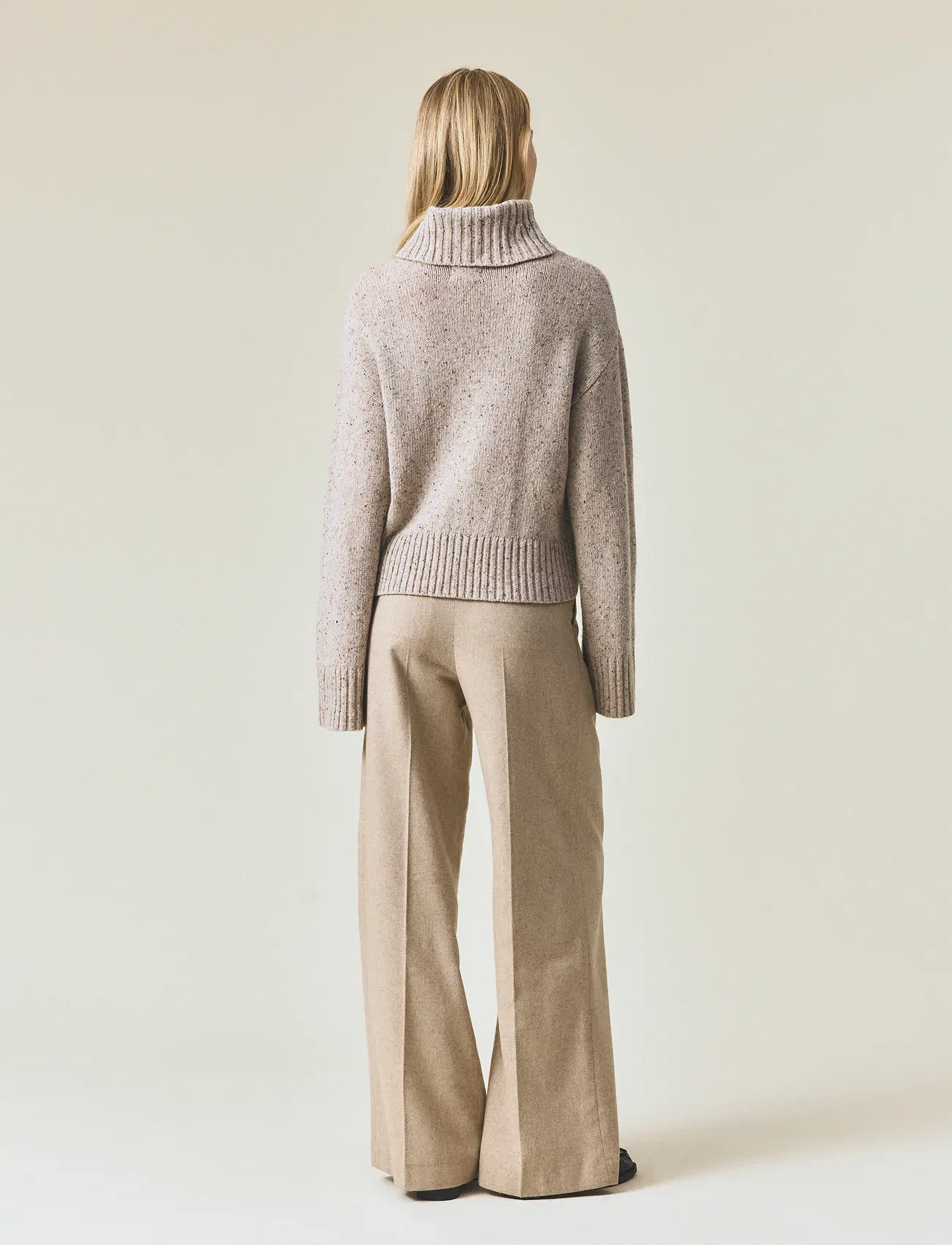 Lexington Clothing - Wool Blend Roll Neck Knitted Sweater - rollkragenpullover - beige melange - 3