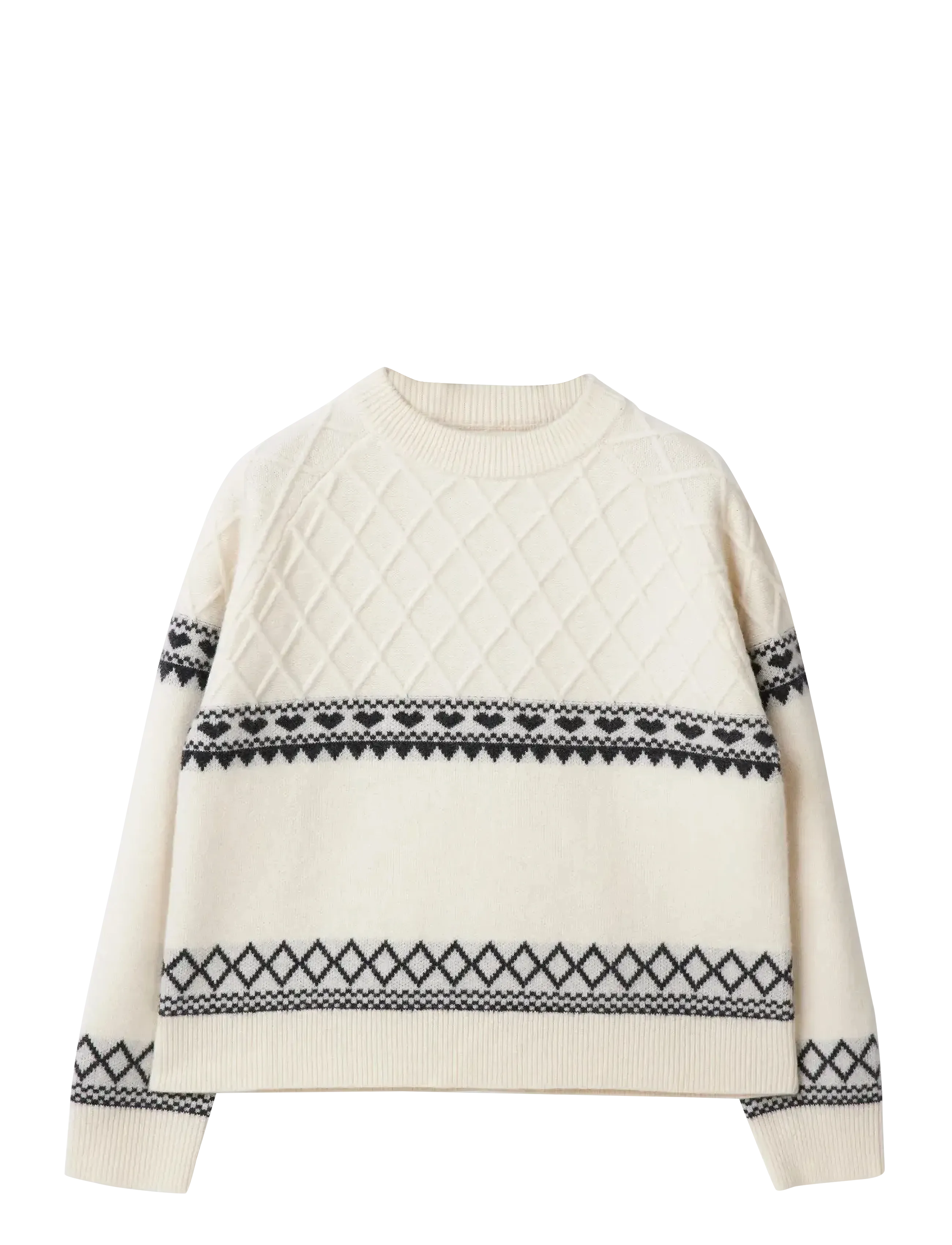 Lexington Clothing - Fair Isle Merino Wool Knitted Sweater - off white/black - 1