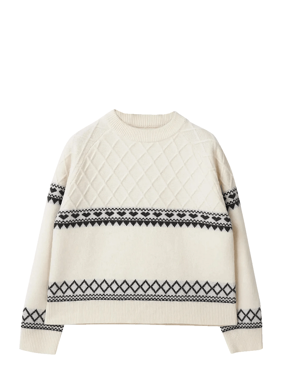 Lexington Clothing - Fair Isle Merino Wool Knitted Sweater - off white/black - 1