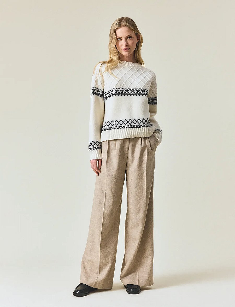 Lexington Clothing - Fair Isle Merino Wool Knitted Sweater - off white/black - 0