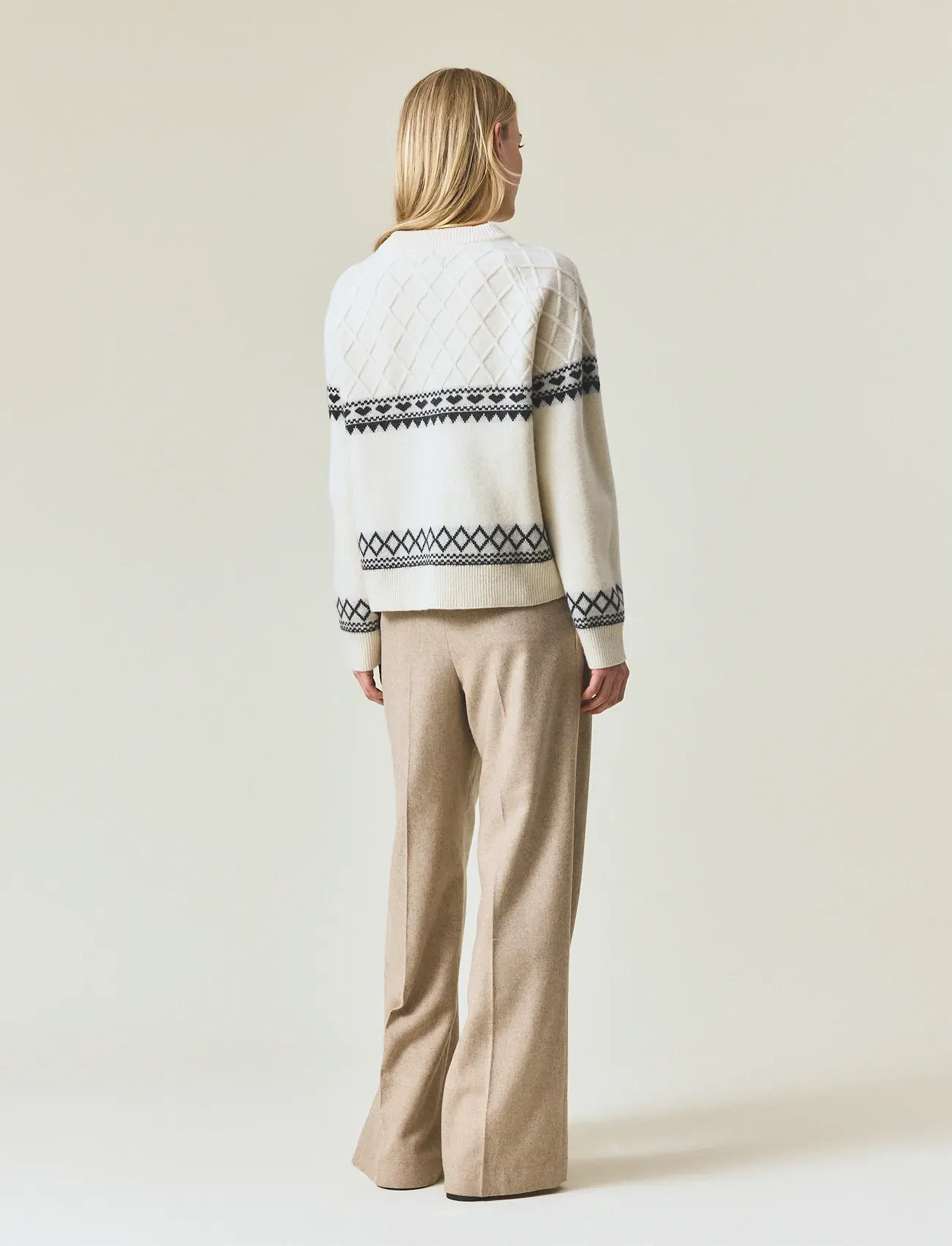 Lexington Clothing - Fair Isle Merino Wool Knitted Sweater - off white/black - 2