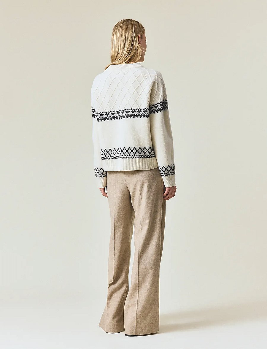 Lexington Clothing - Fair Isle Merino Wool Knitted Sweater - off white/black - 2