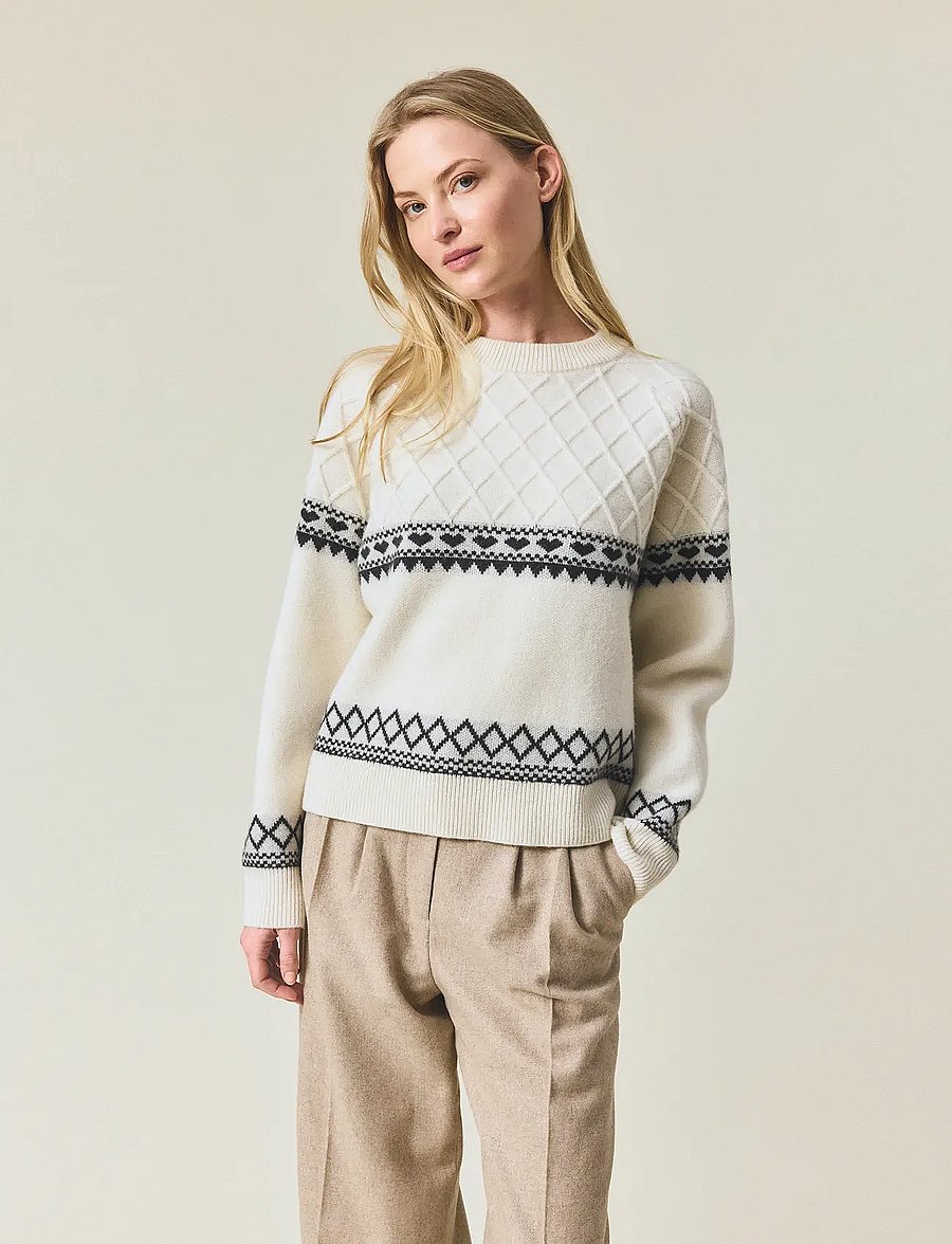 Lexington Clothing - Fair Isle Merino Wool Knitted Sweater - off white/black - 3