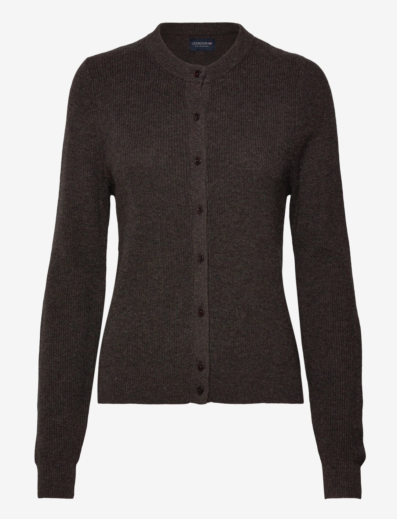 Lexington Clothing - Cashmere Blend Knitted Cardigan - koftor - dark brown melange - 1