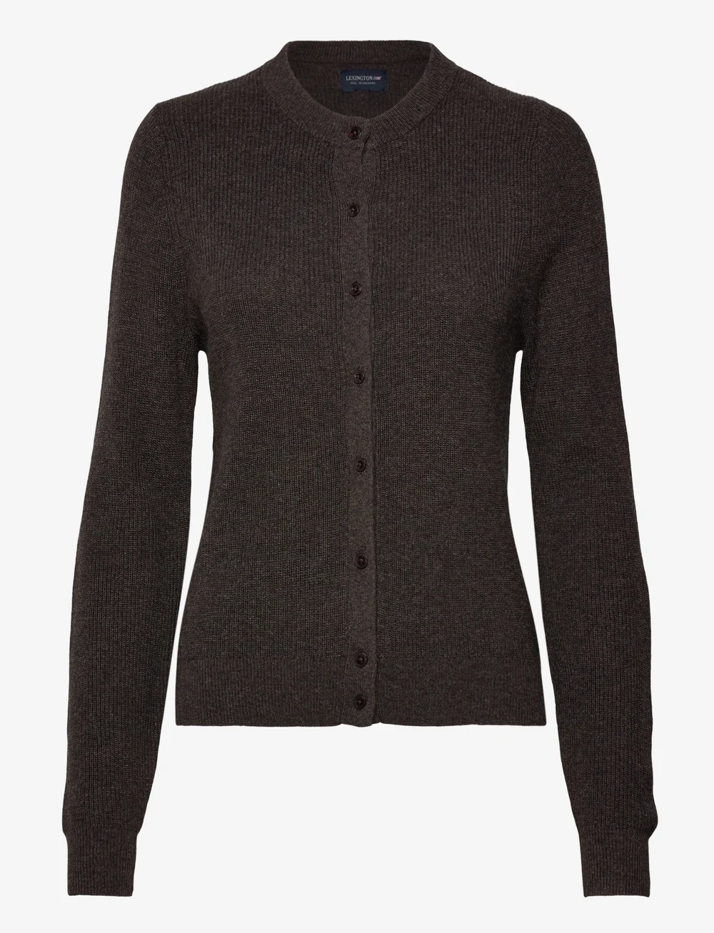 Lexington Clothing - Cashmere Blend Knitted Cardigan - cardigans - dark brown melange - 1