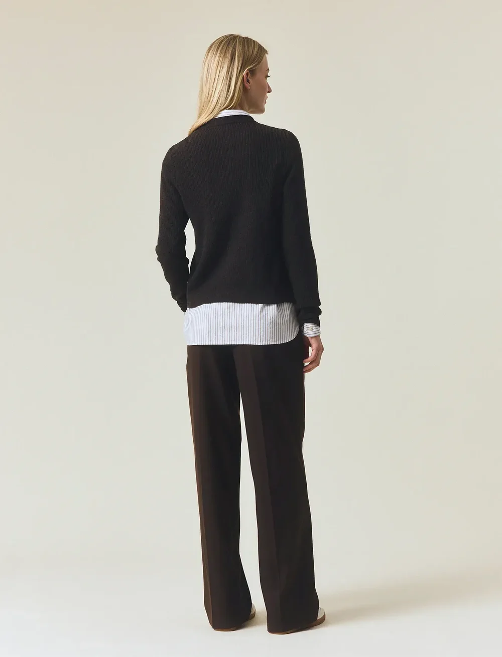 Lexington Clothing - Cashmere Blend Knitted Cardigan - cardigans - dark brown melange - 3