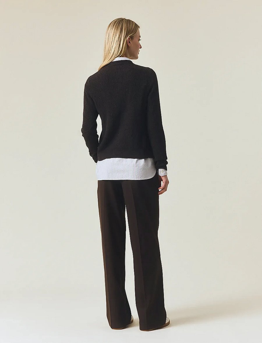 Lexington Clothing - Cashmere Blend Knitted Cardigan - cardigans - dark brown melange - 3