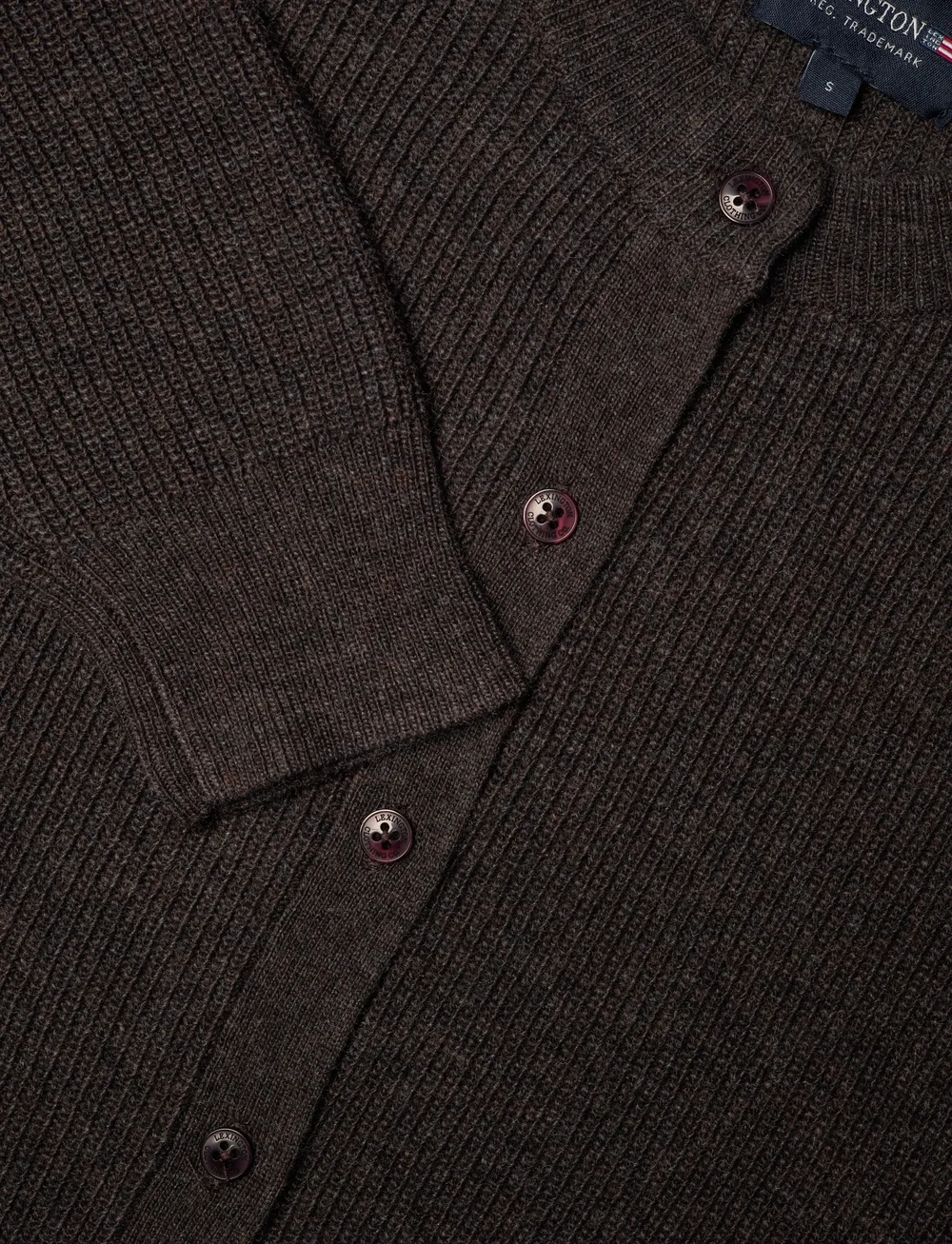 Lexington Clothing - Cashmere Blend Knitted Cardigan - cardigans - dark brown melange - 5