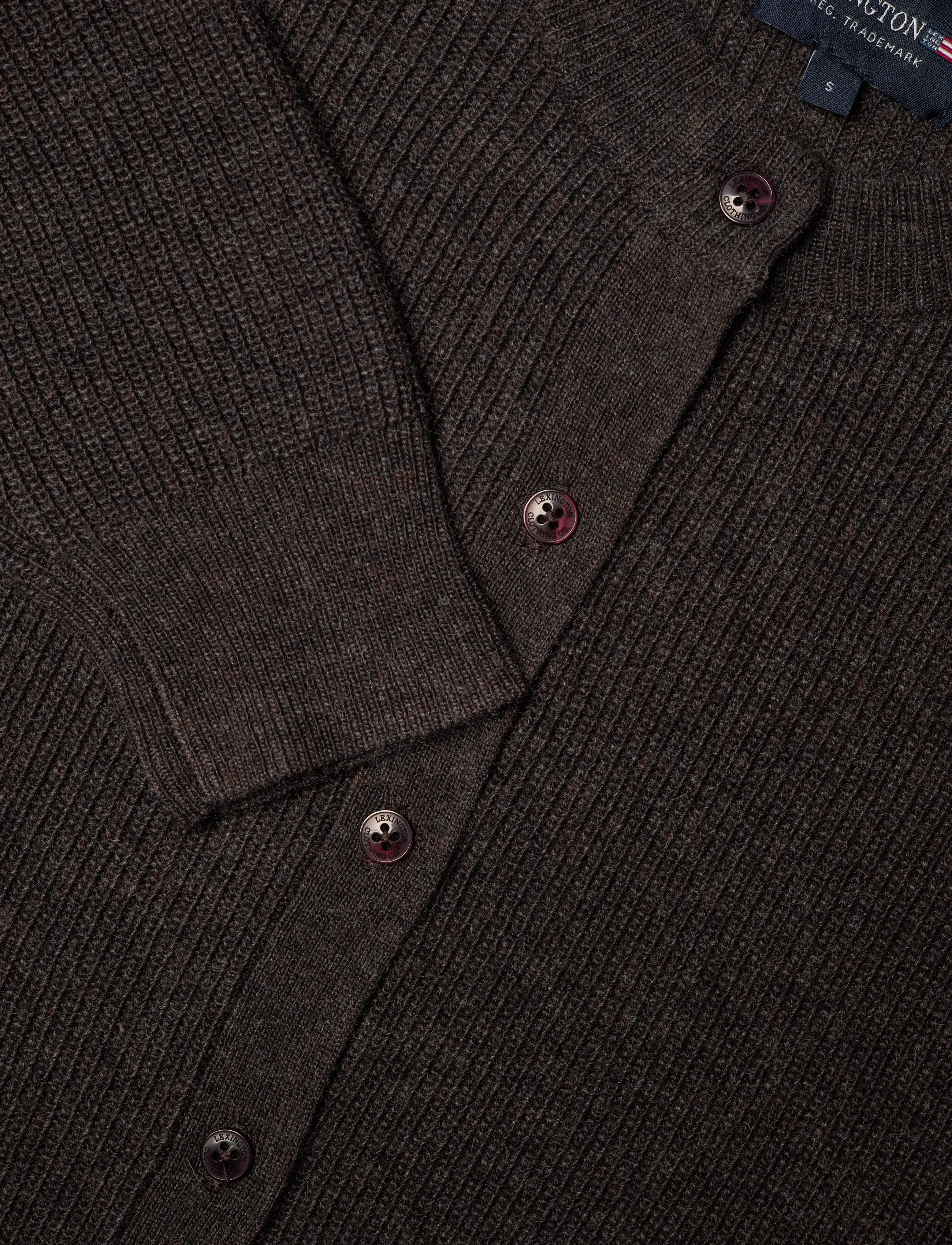 Lexington Clothing - Cashmere Blend Knitted Cardigan - cardigans - dark brown melange - 5