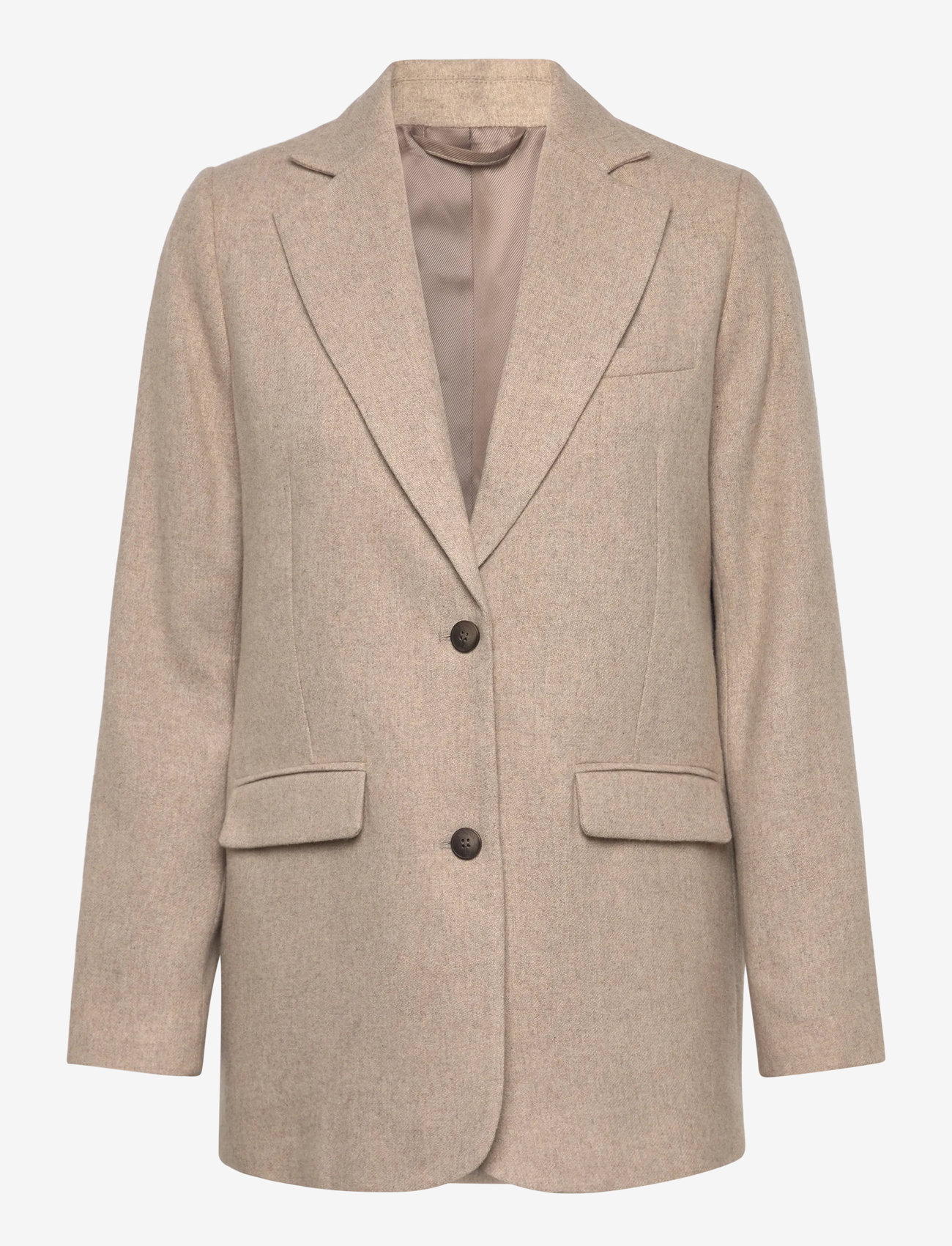 Lexington Clothing - Classic Straight Fit Wool Blend Blazer - enkeltradede blazere - beige melange - 1