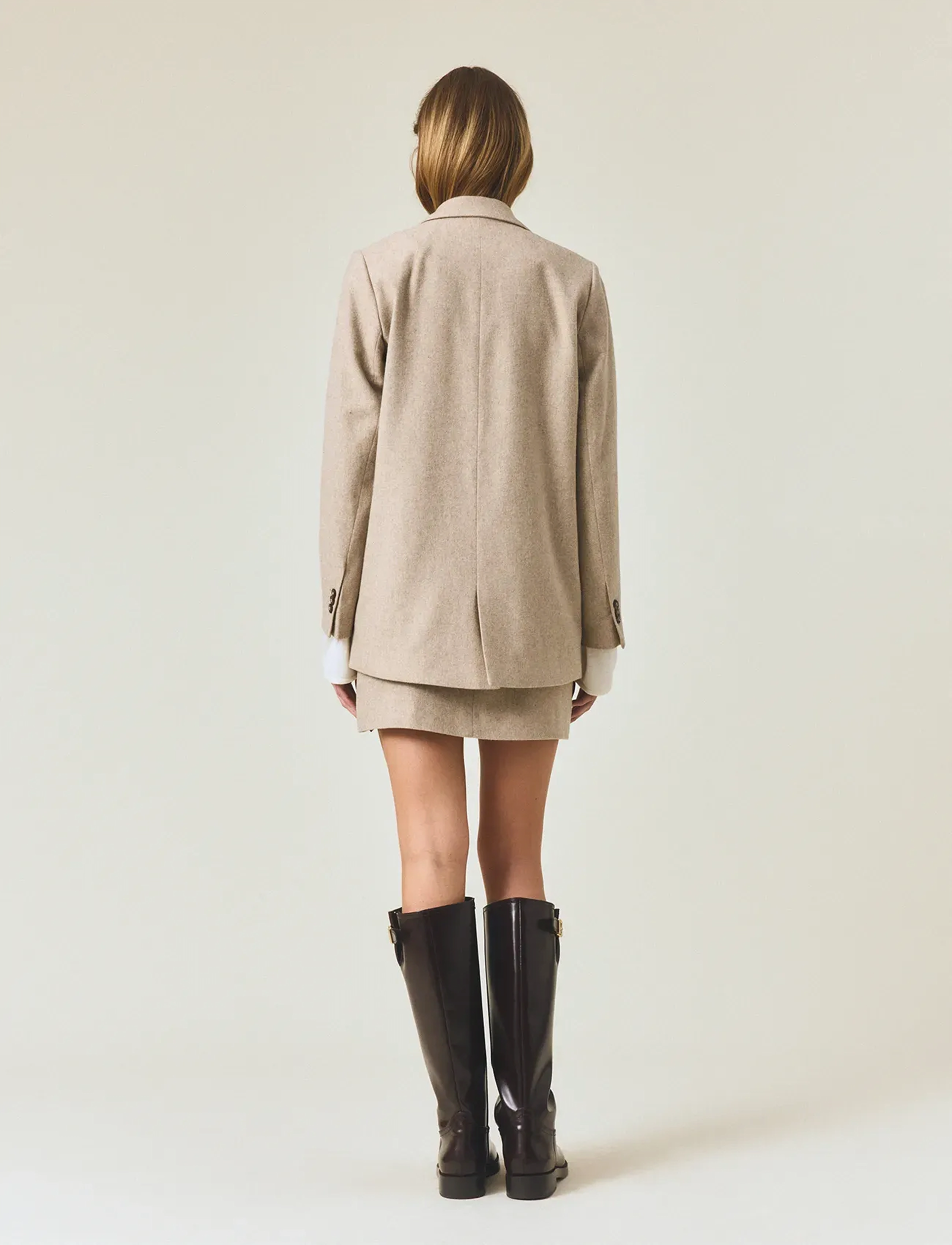 Lexington Clothing - Classic Straight Fit Wool Blend Blazer - yksiriviset bleiserit - beige melange - 3