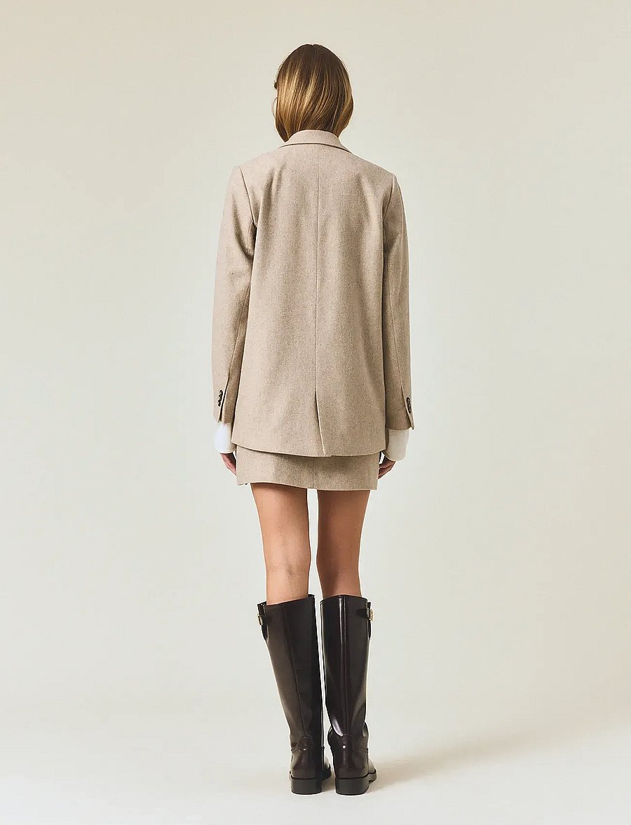 Lexington Clothing - Classic Straight Fit Wool Blend Blazer - einreihige blazer - beige melange - 3