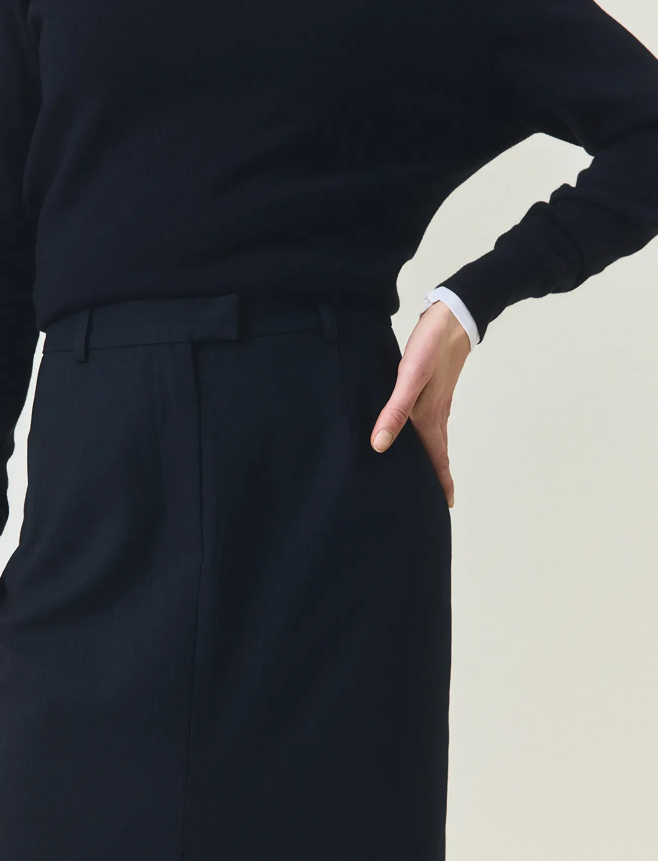Lexington Clothing - Pinstripe Midi Skirt - midi skjørt - dark blue/brown stripe - 4
