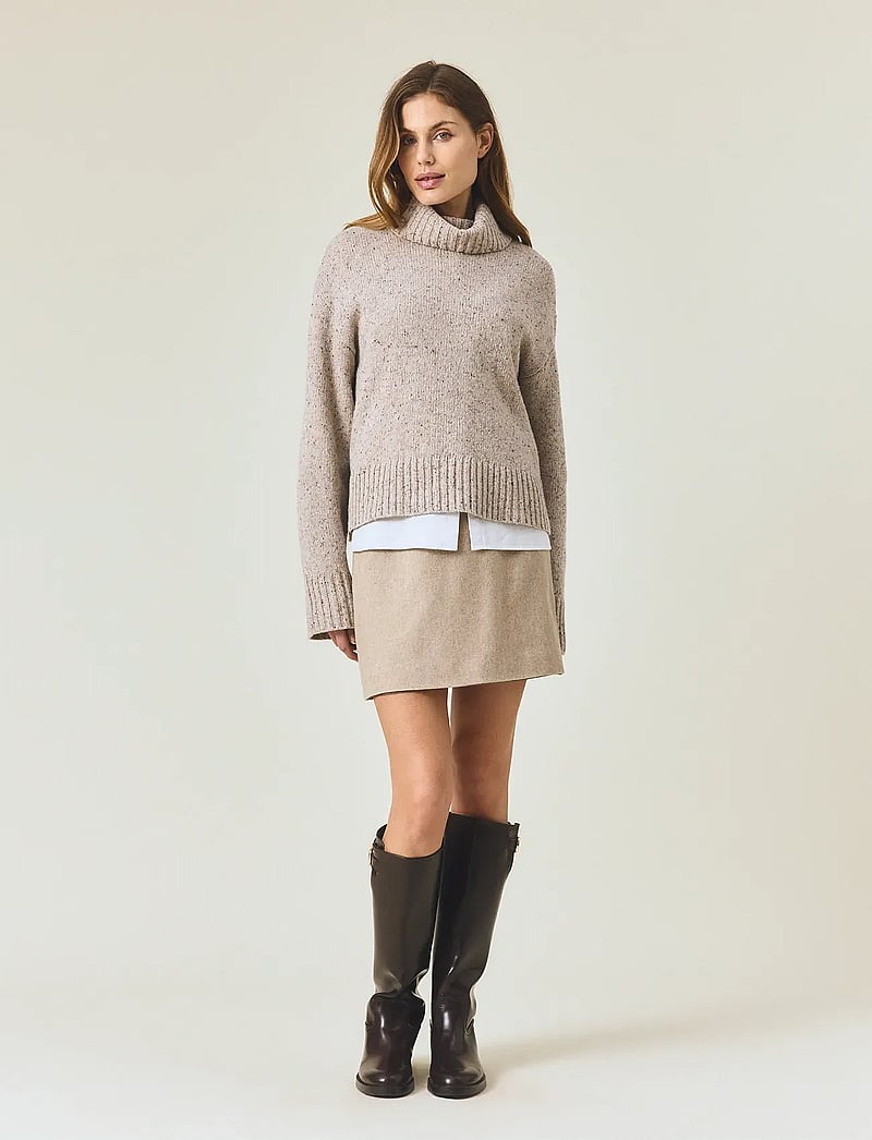 Lexington Clothing - Short Wool Blend Skirt - korta kjolar - beige melange - 0