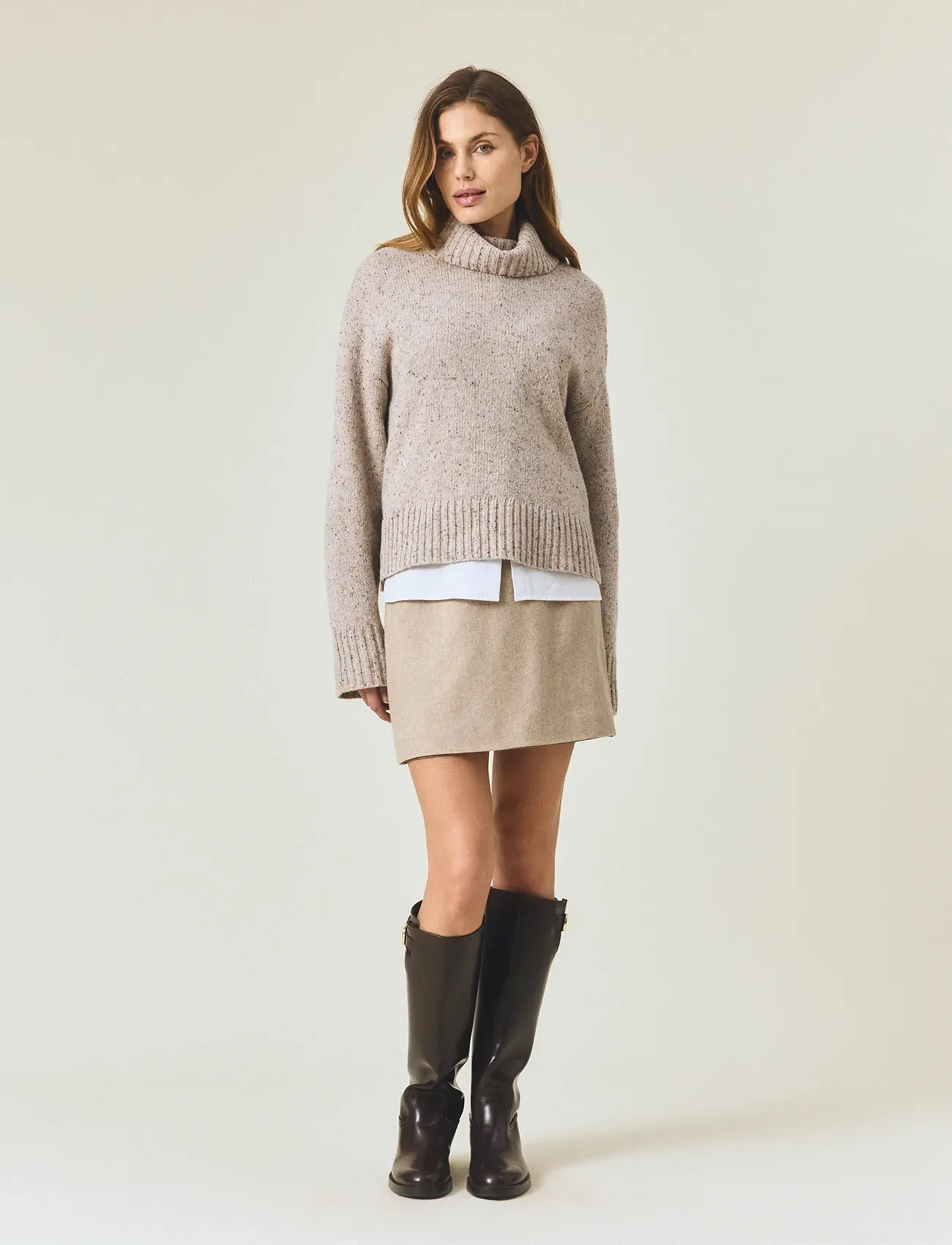 Lexington Clothing Short Wool Blend Skirt - Seelikud - BEIGE MELANGE / beige