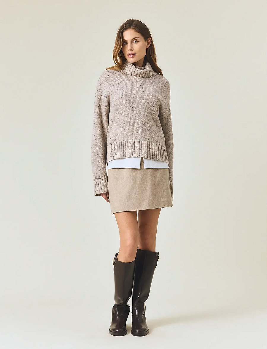 Lexington Clothing - Short Wool Blend Skirt - trumpi sijonai - beige melange - 0